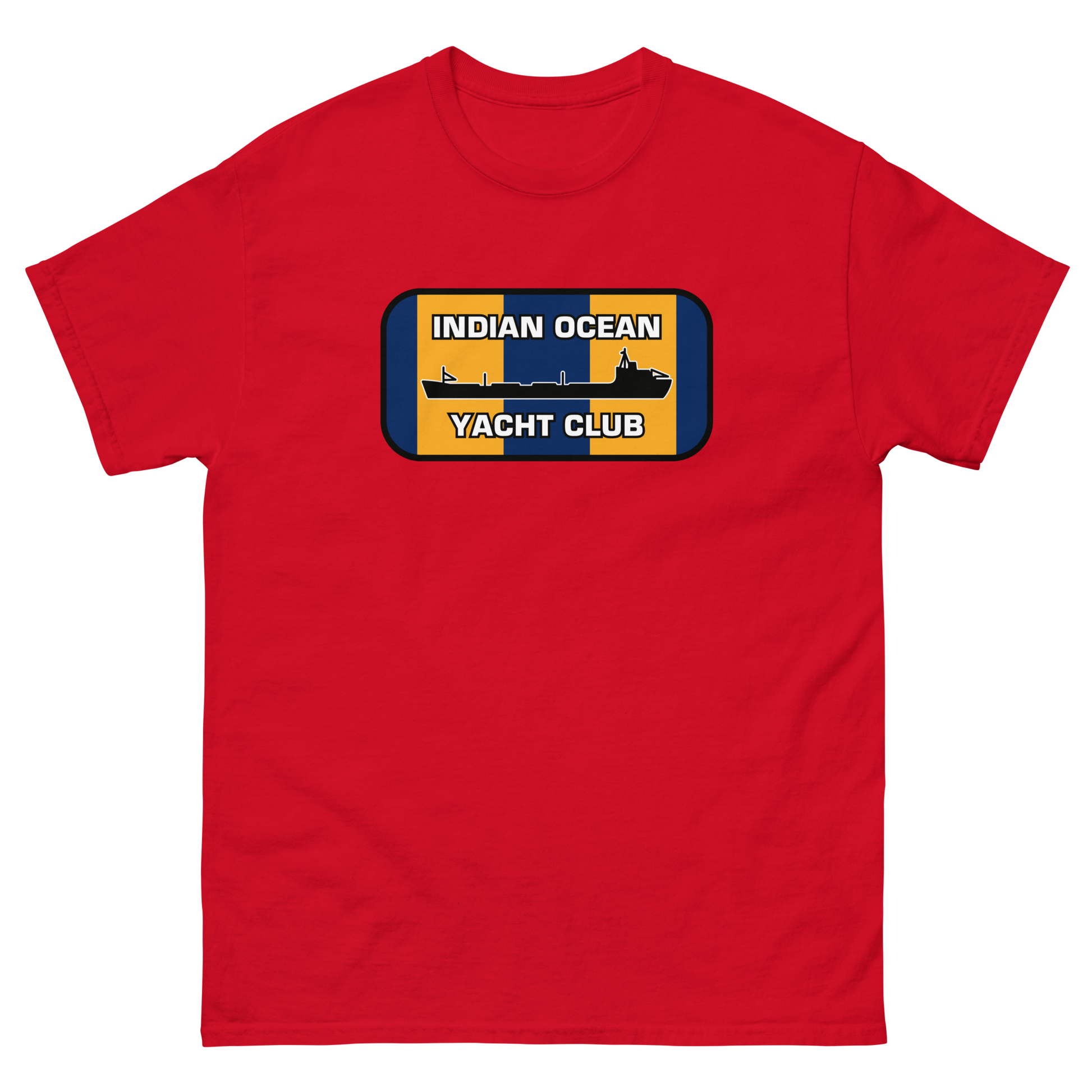 Indian Ocean Yacht Club T-Shirt – front view, red