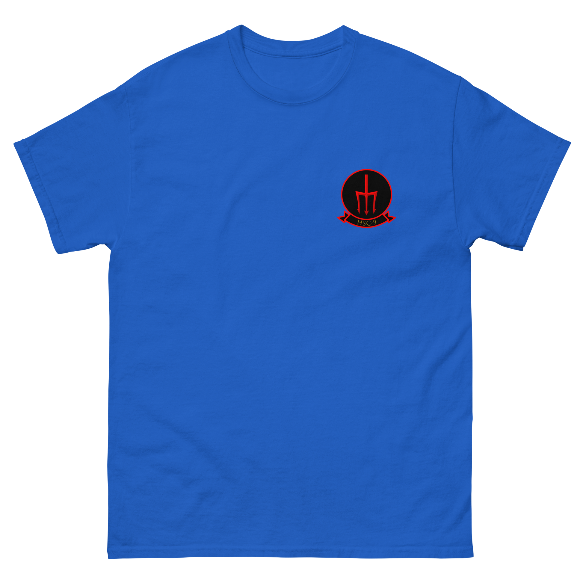 HSC-9 Tridents Squadron Crest T-Shirt – front view, royal