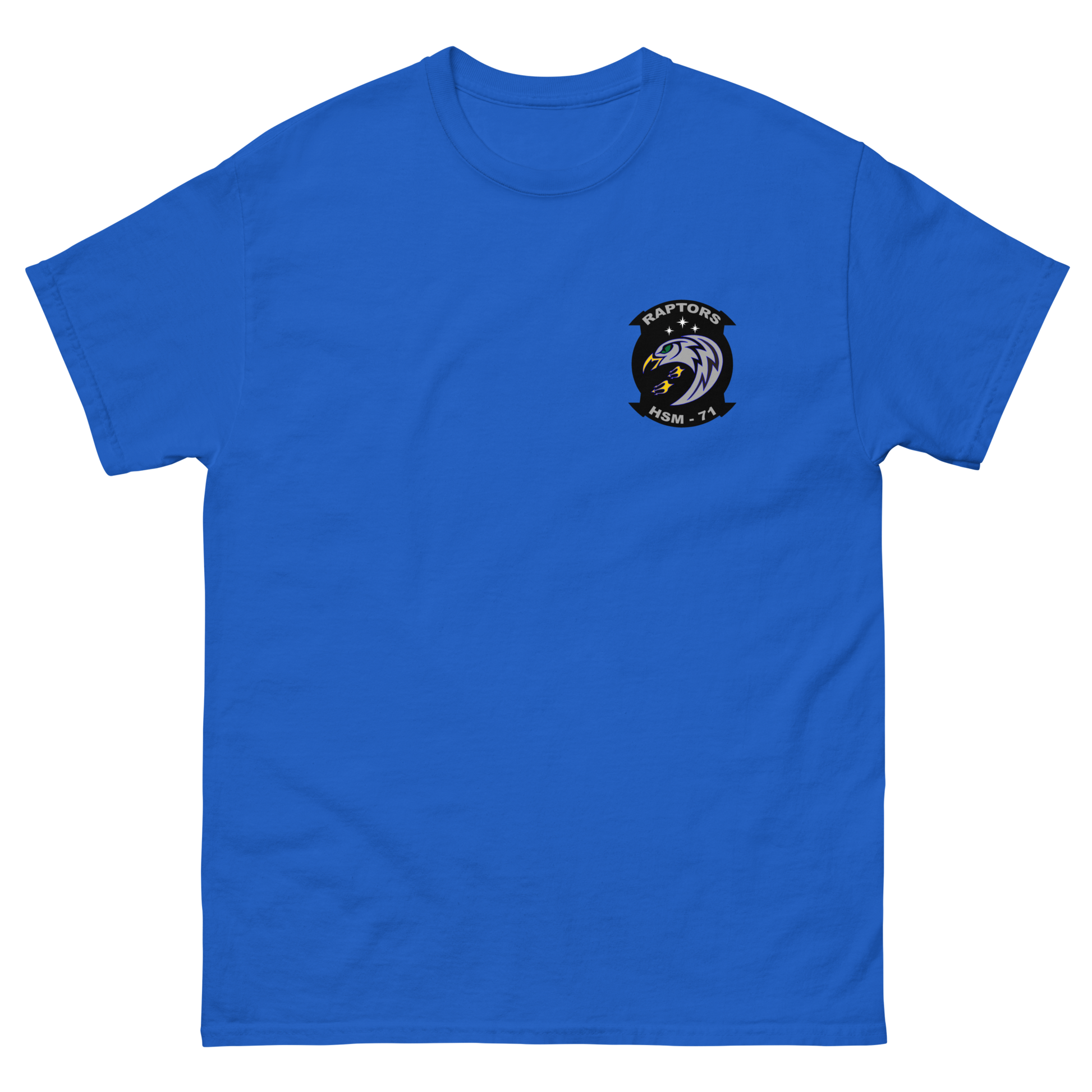 HSM-71 Raptors Squadron Crest Shirt – front view, royal