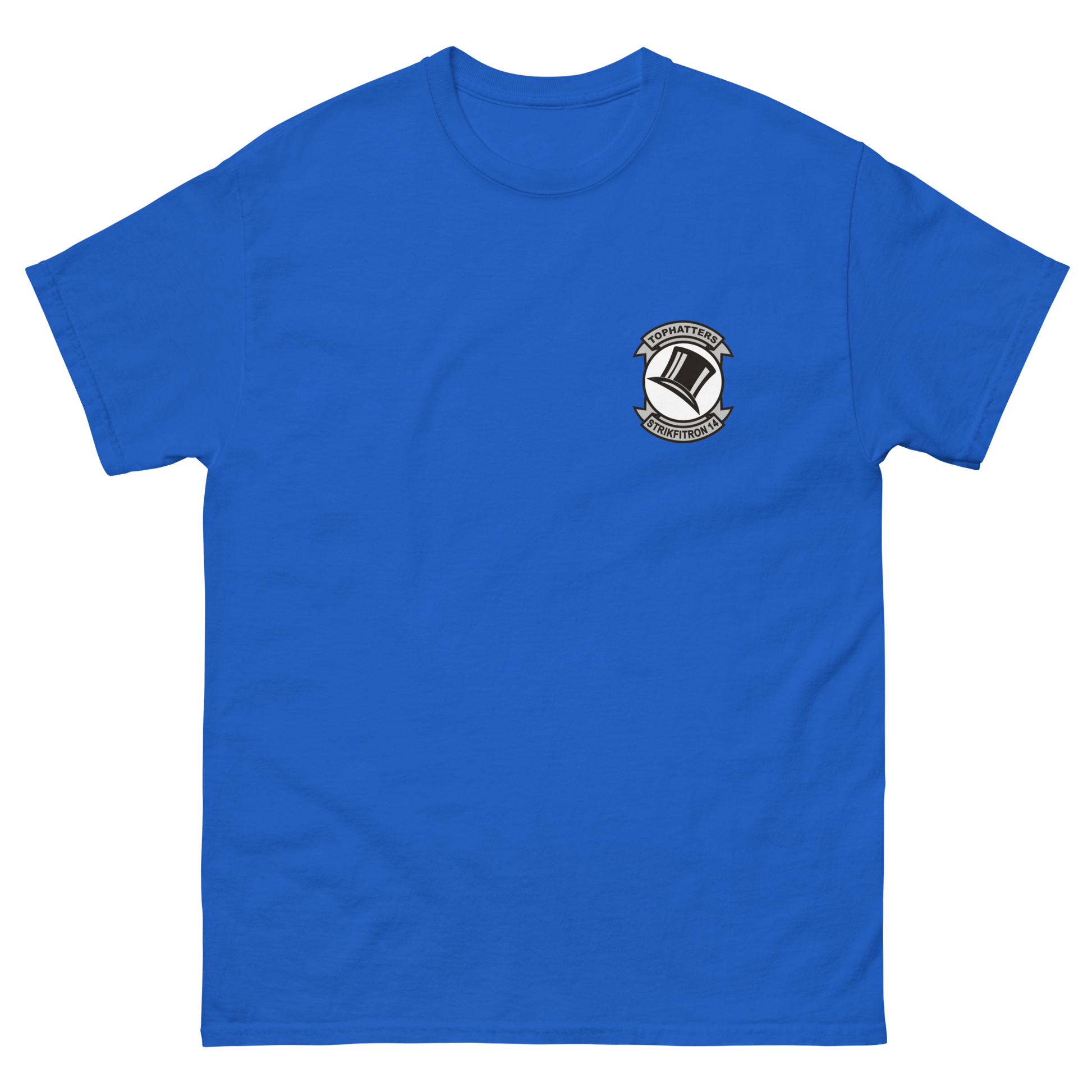 VFA-14 Tophatters Squadron Crest T-Shirt – front view, royal