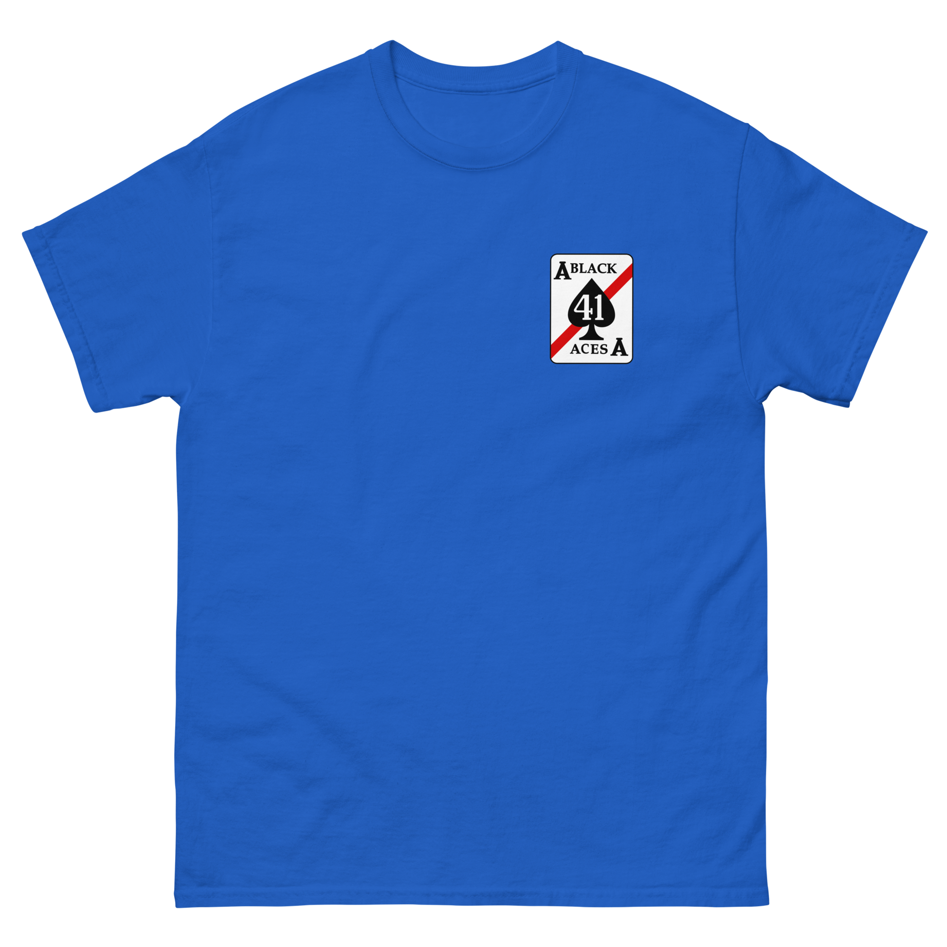 VFA-41 Black Aces Squadron Crest T-Shirt – front view, royal