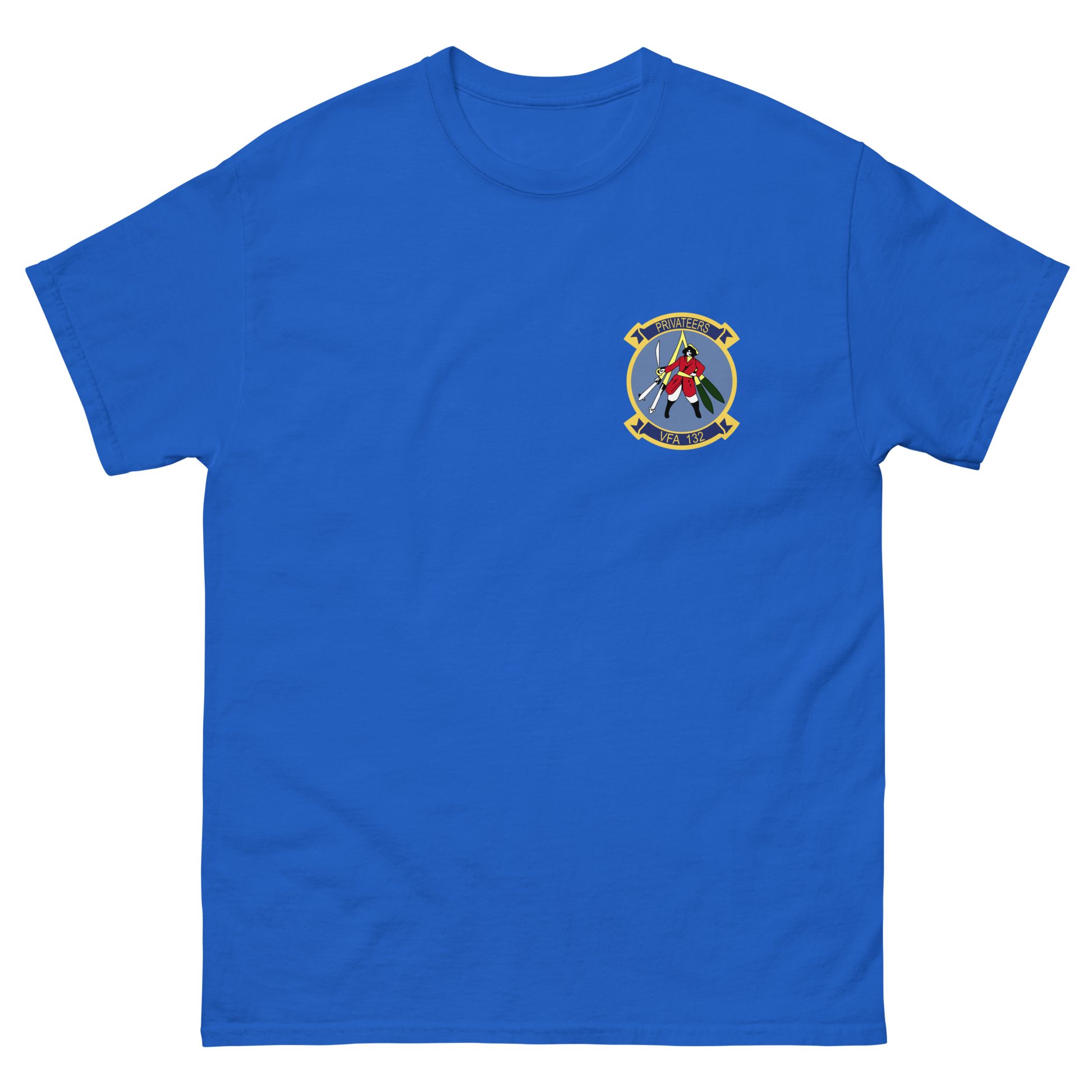 VFA-132 Privateers Squadron Crest T-Shirt – front view, royal