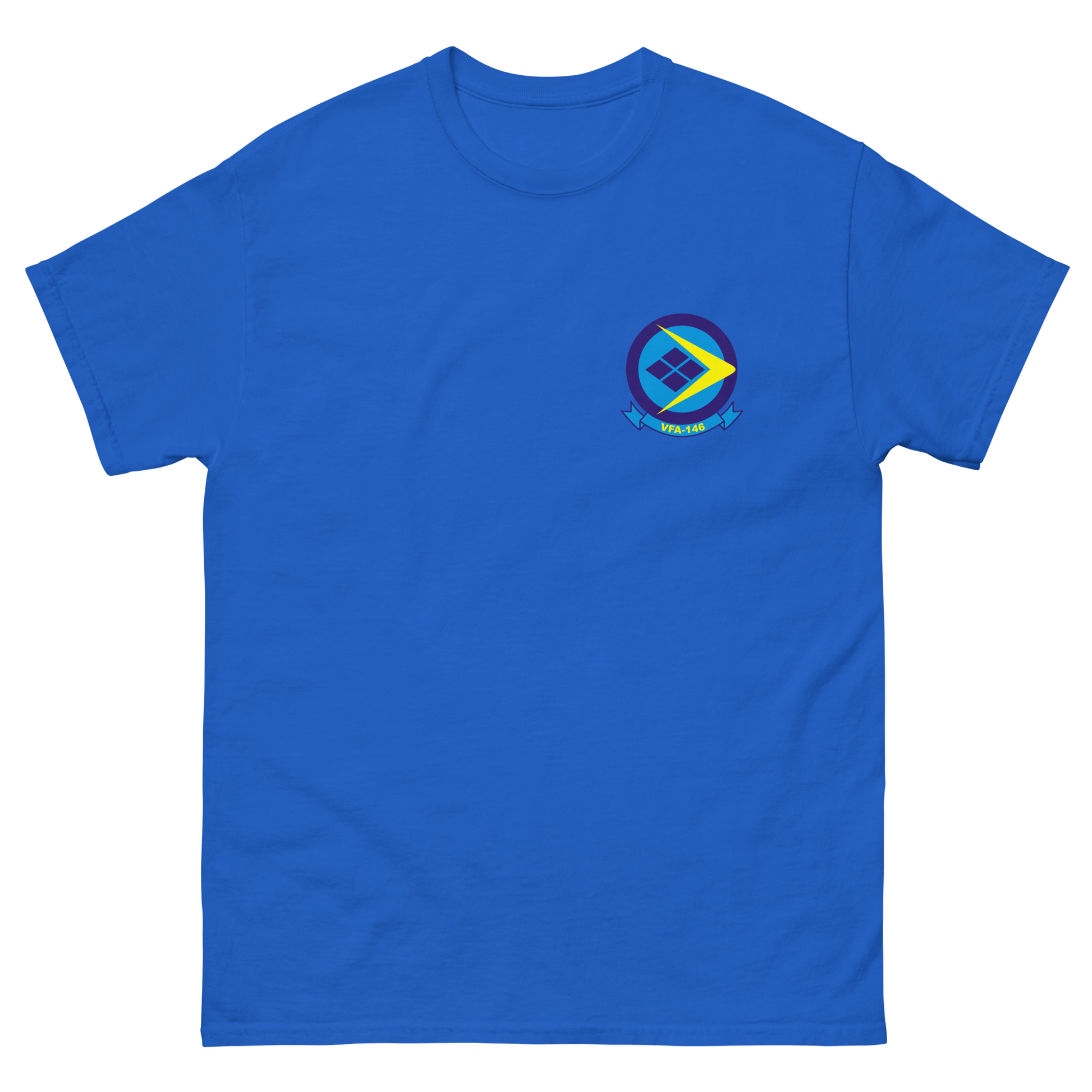 VFA-146 Blue Diamonds Squadron Crest T-Shirt – front view, royal