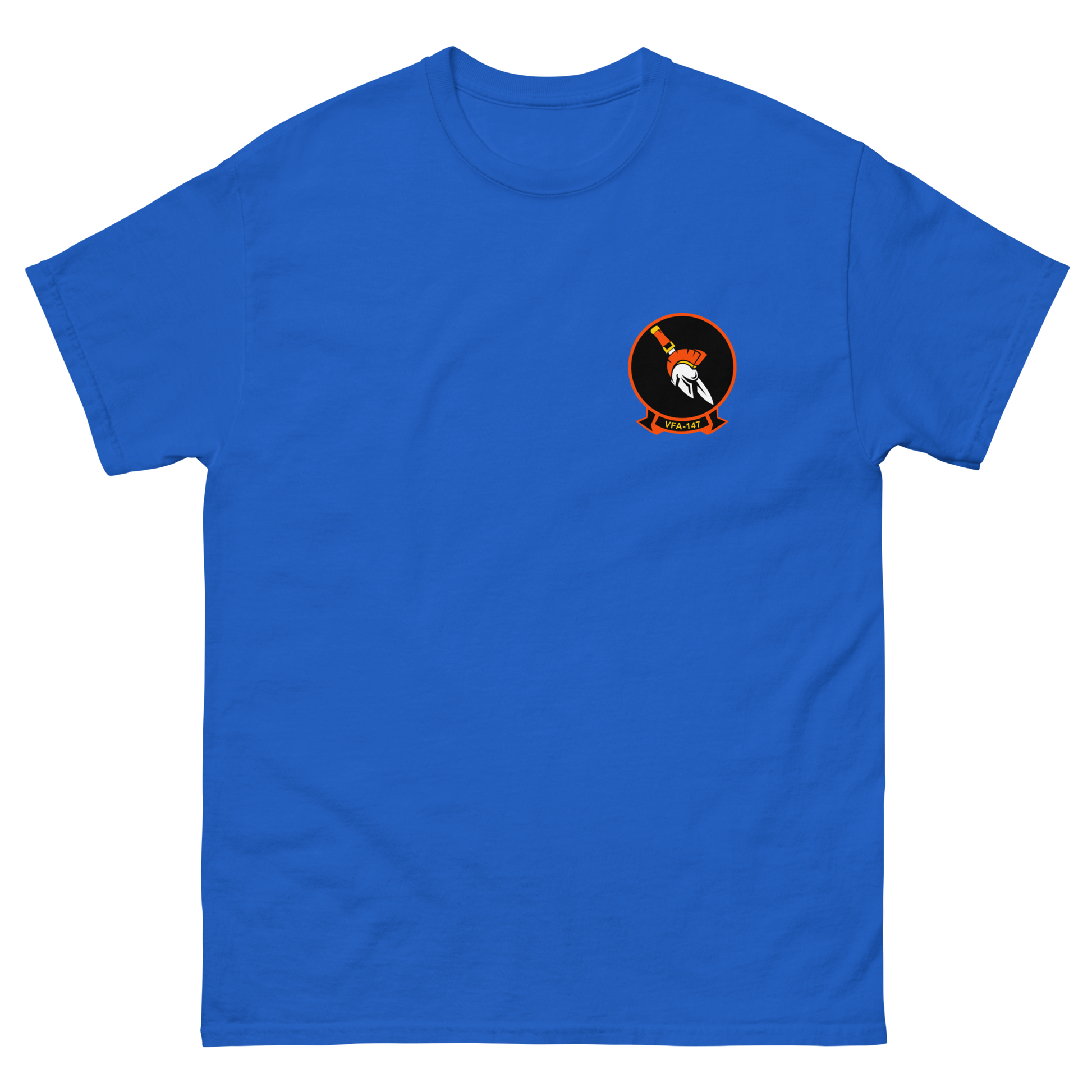 VFA-147 Argonauts Squadron Crest T-Shirt – front view, royal