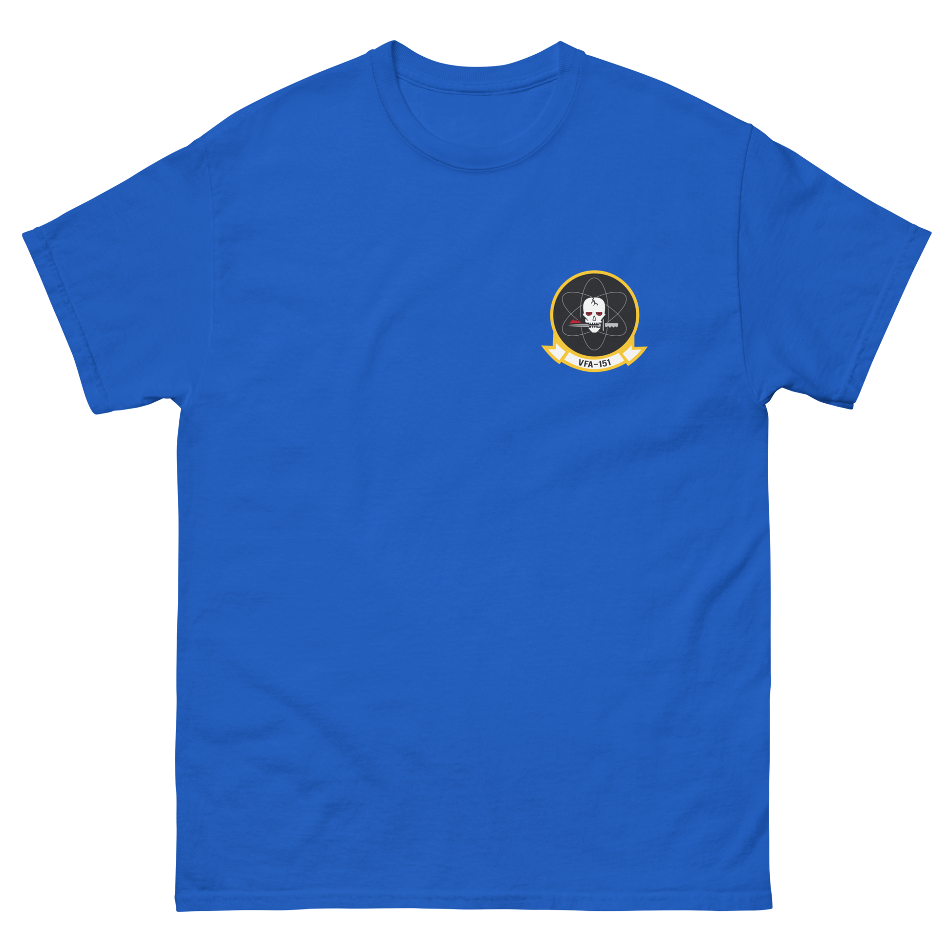VFA-151 Vigilantes Squadron Crest T-Shirt – front view, royal