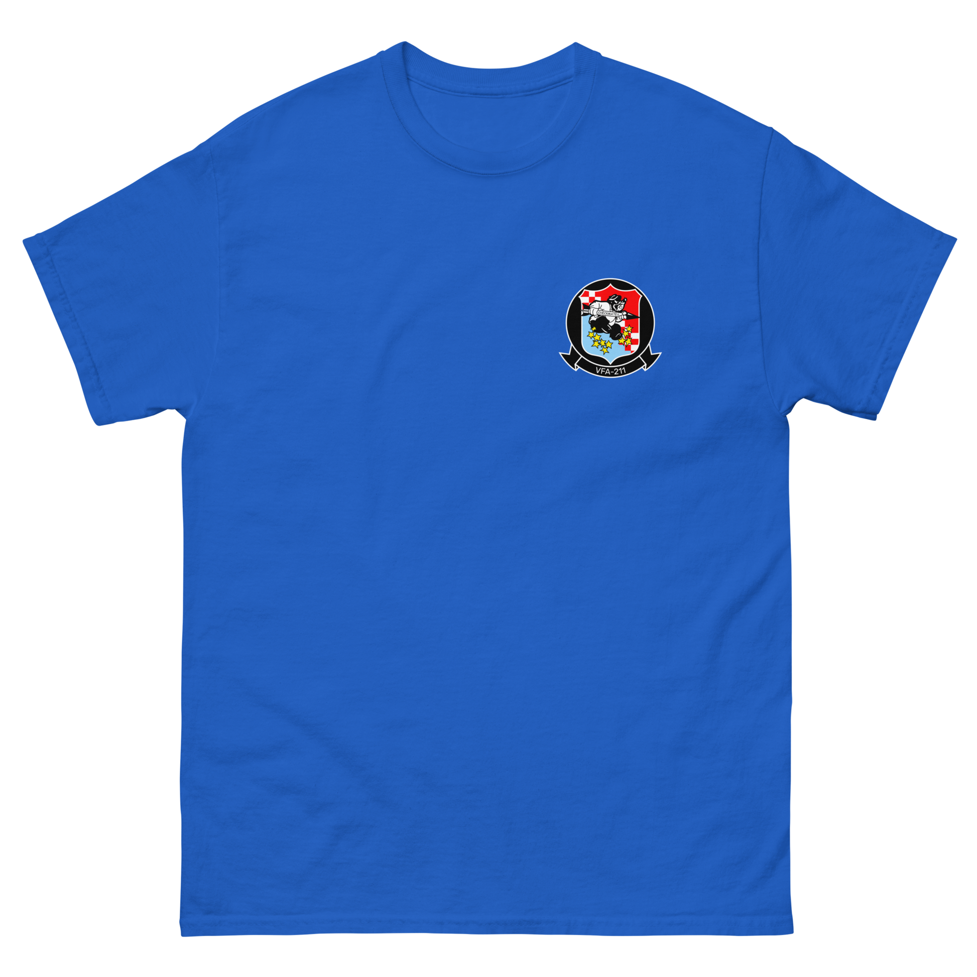 VFA-211 Checkmates Squadron Crest T-Shirt – front view, royal