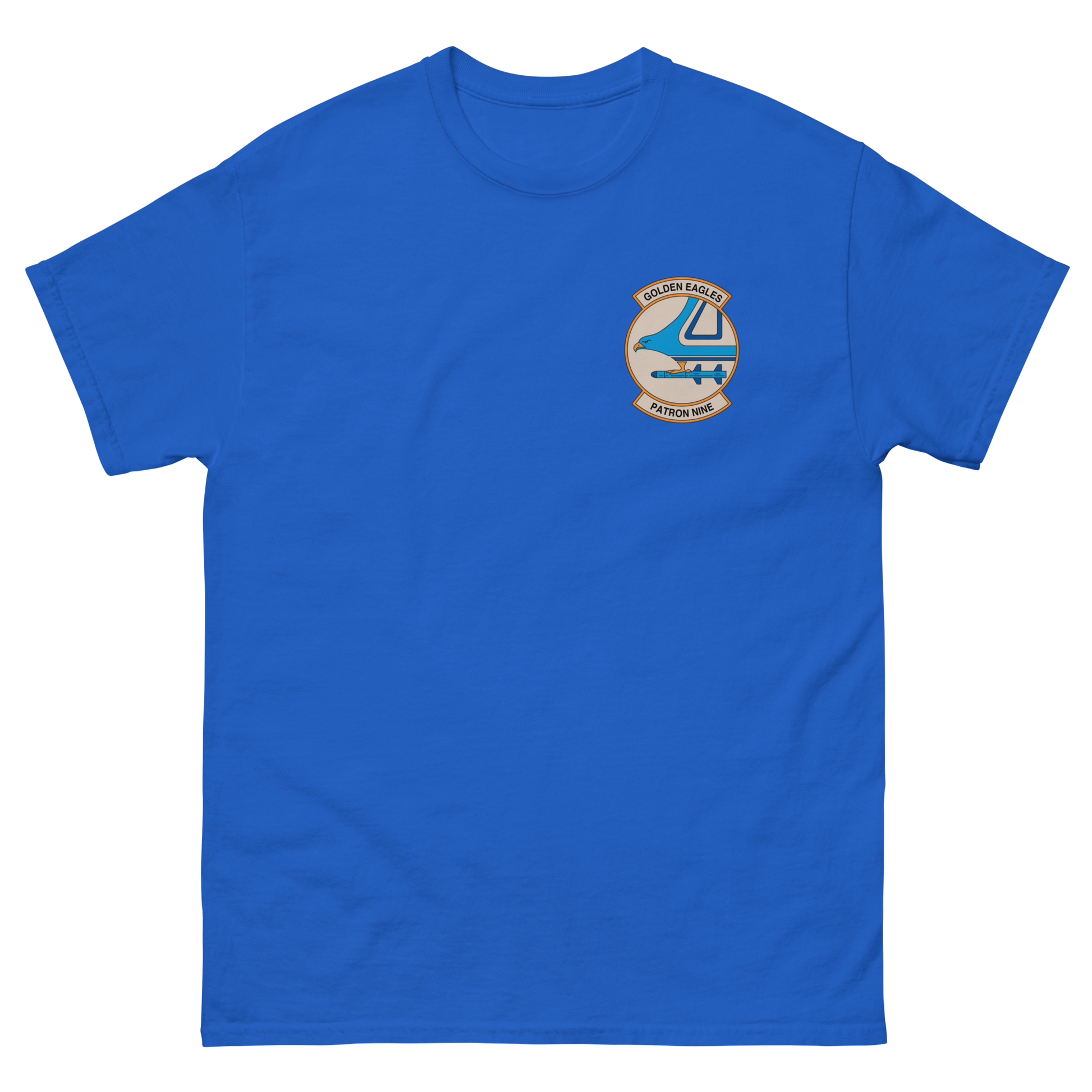 VP-9 Golden Eagles Squadron Crest (1) T-Shirt – front view, royal