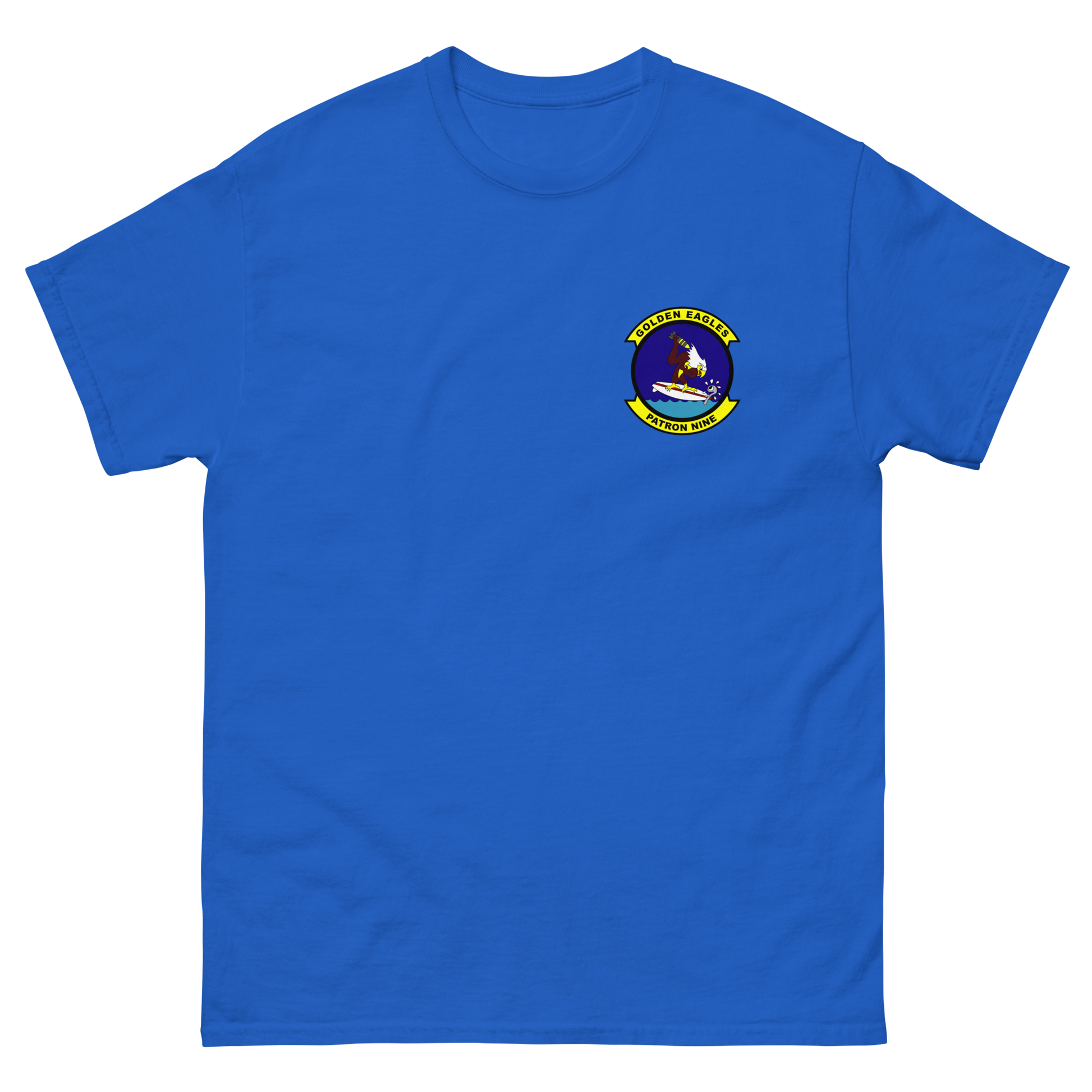 VP-9 Golden Eagles Squadron Crest (2) T-Shirt – front view, royal