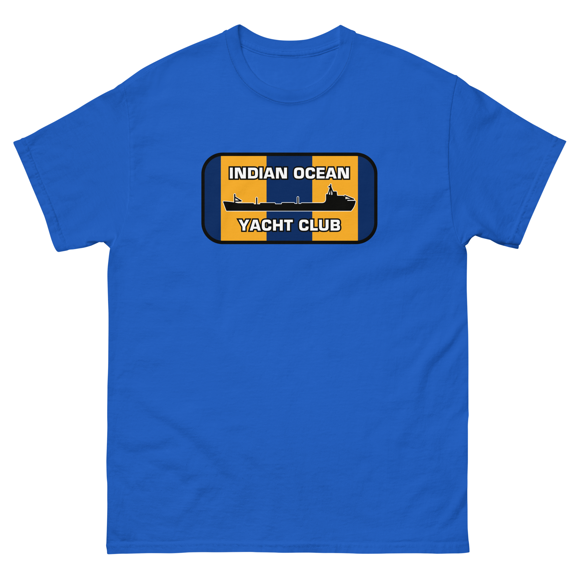 Indian Ocean Yacht Club T-Shirt – front view, royal