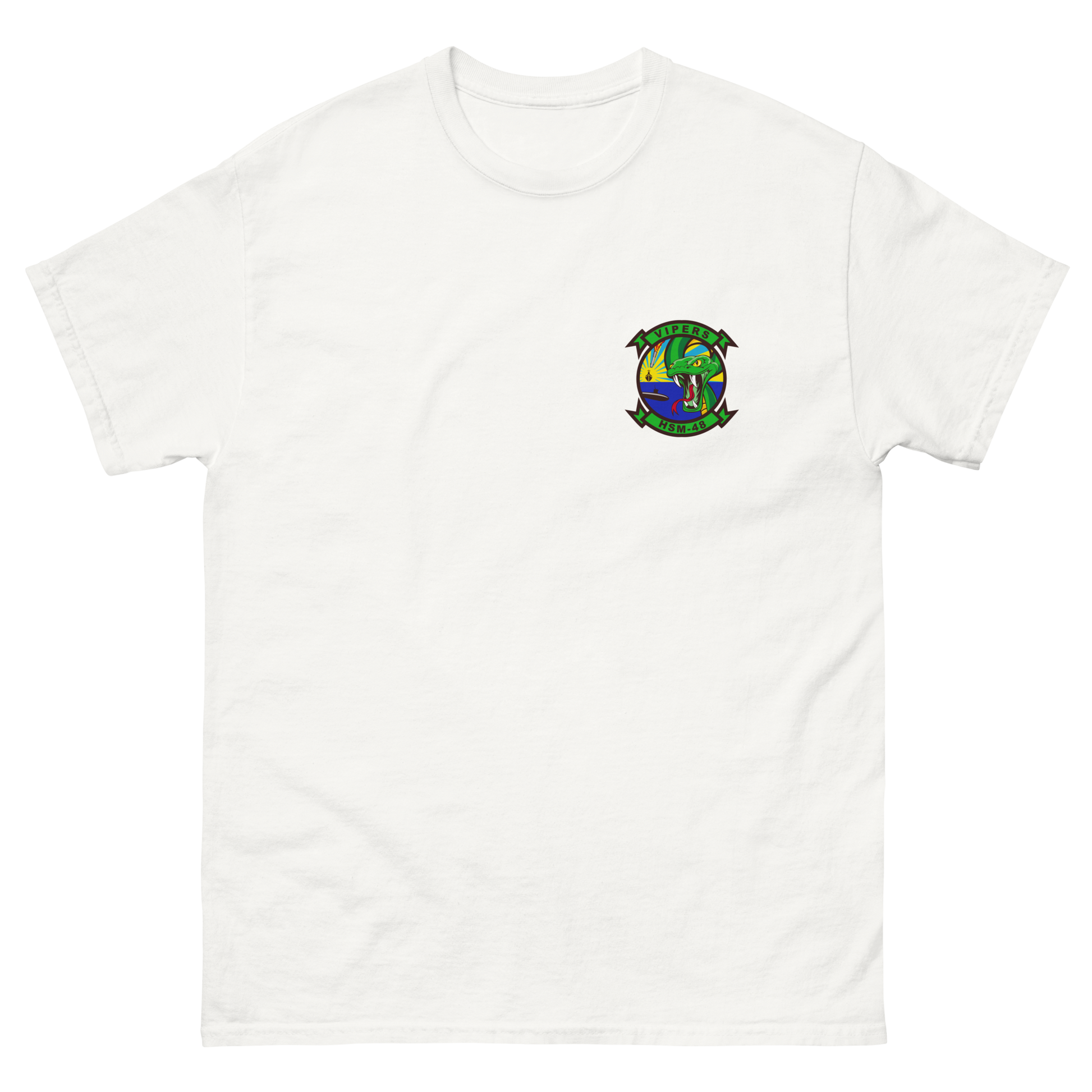 HSM-48 Vipers Squadron Crest T-Shirt – front view, white
