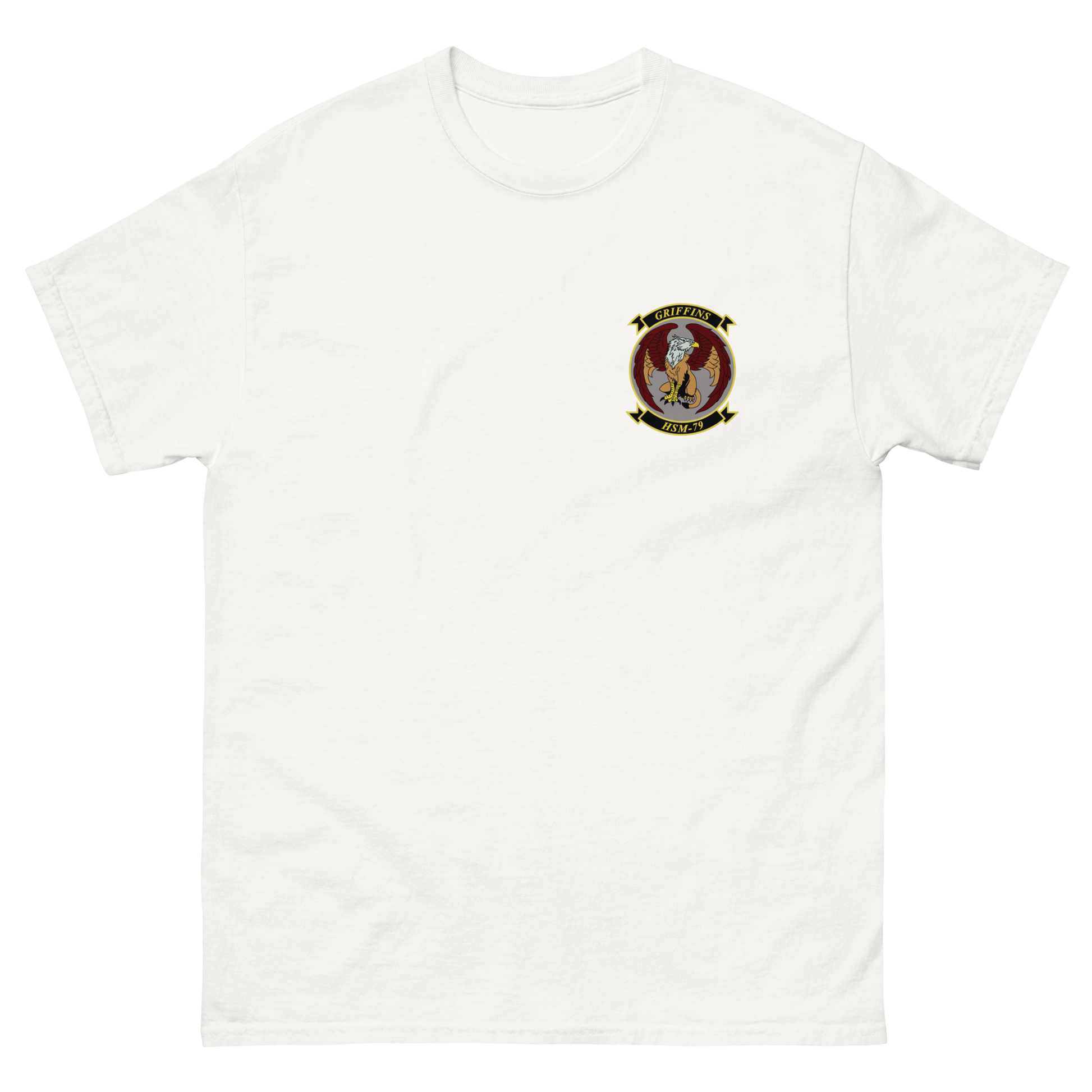 HSM-79 Griffins Squadron Crest T-Shirt – front view, white