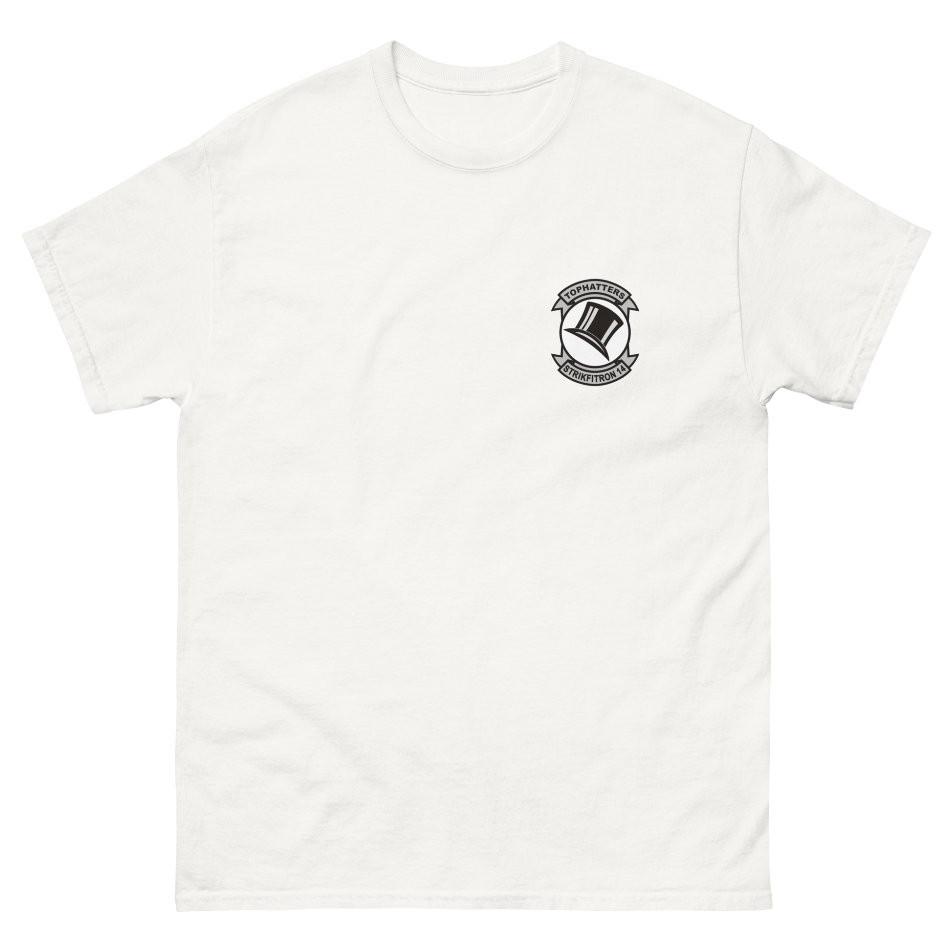VFA-14 Tophatters Squadron Crest T-Shirt – front view, white