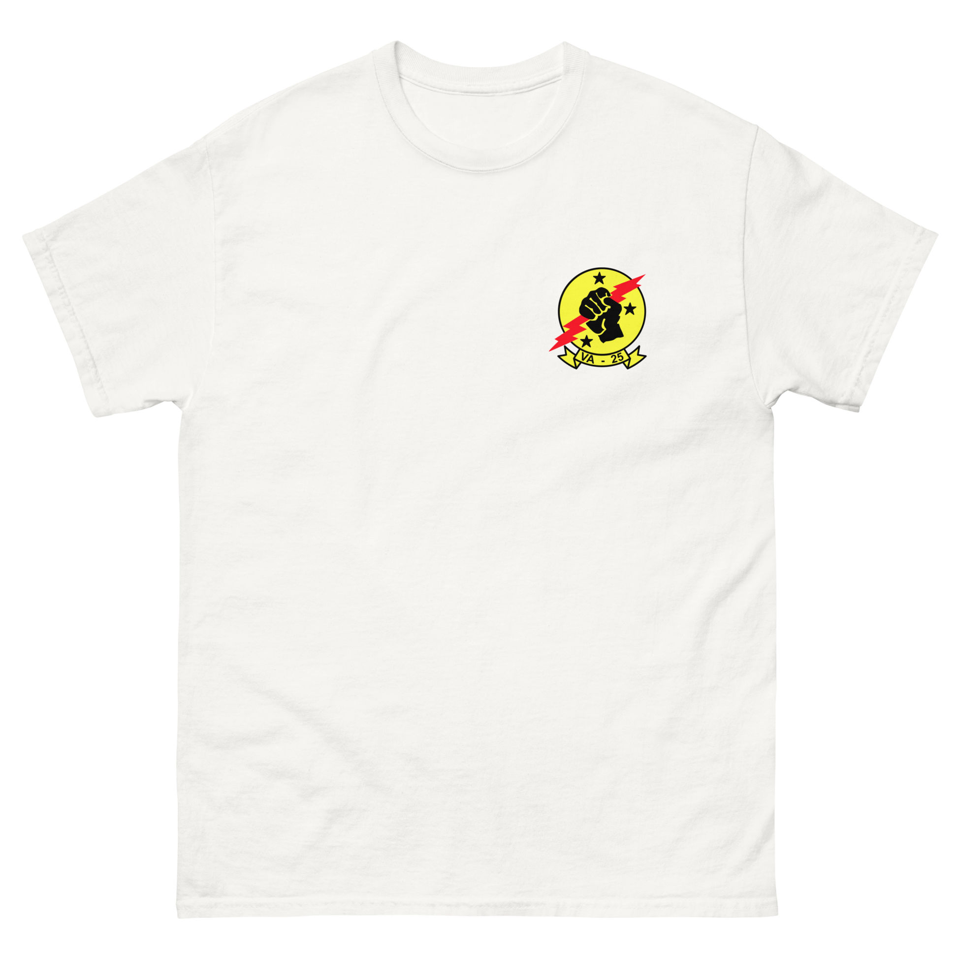 VA-25 Fist of the Fleet Squadron Crest T-Shirt – front view, white