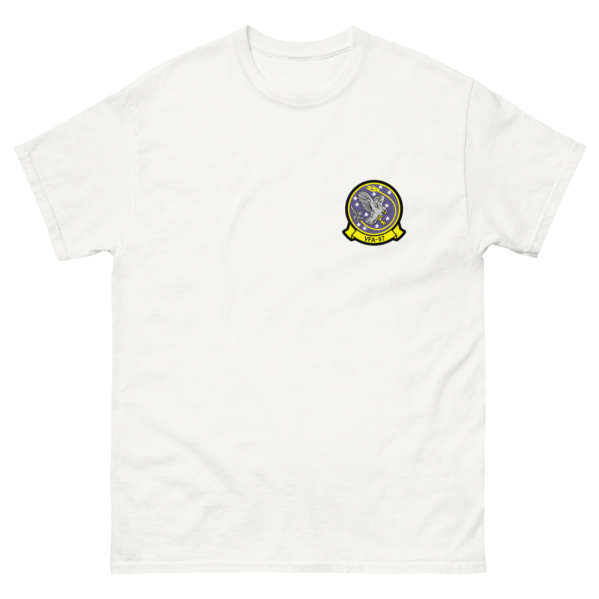 VFA-97 Warhawks Squadron Crest T-Shirt – front view, white