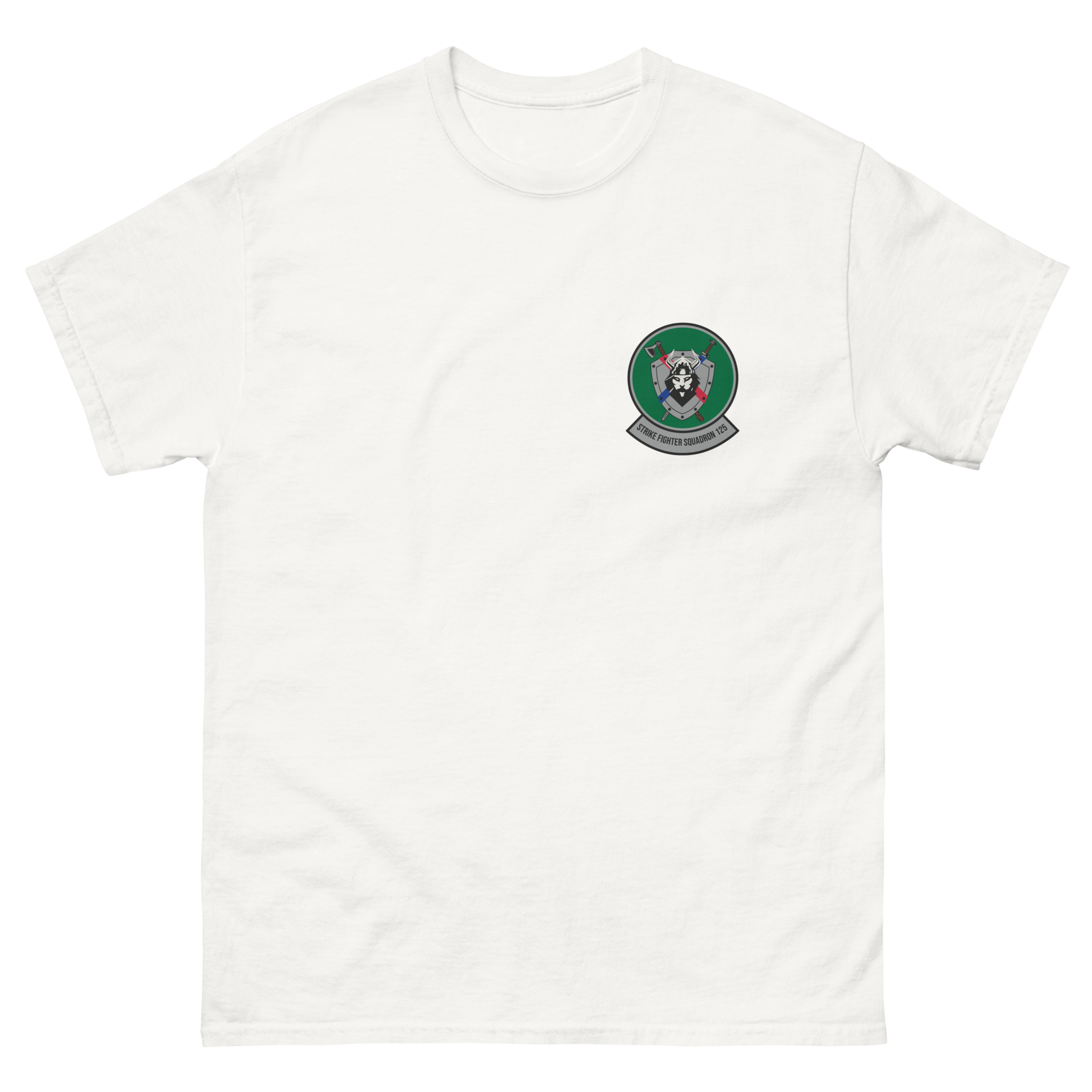 VFA-125 Rough Raiders Squadron Crest T-Shirt – front view, white