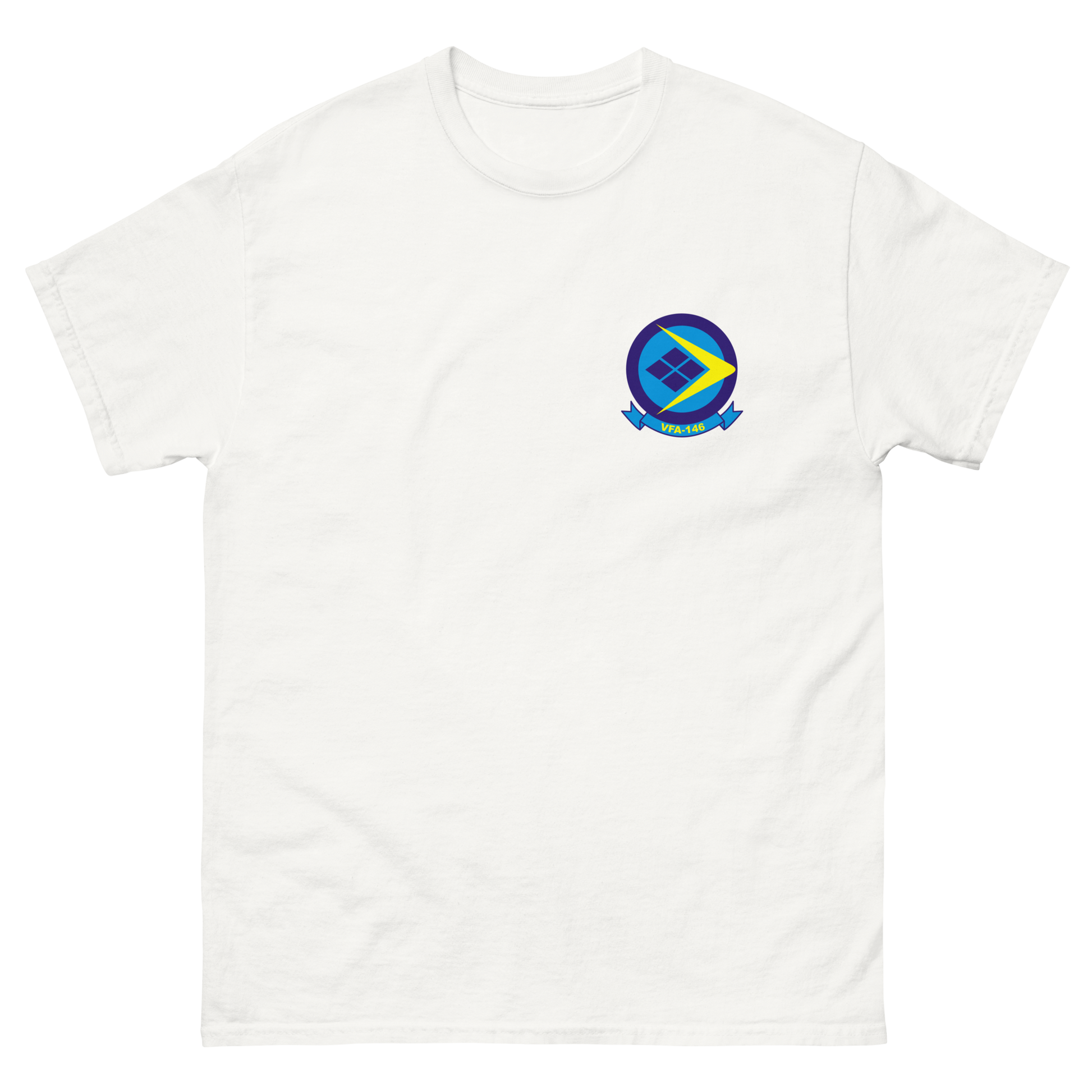 VFA-146 Blue Diamonds Squadron Crest T-Shirt – front view, white