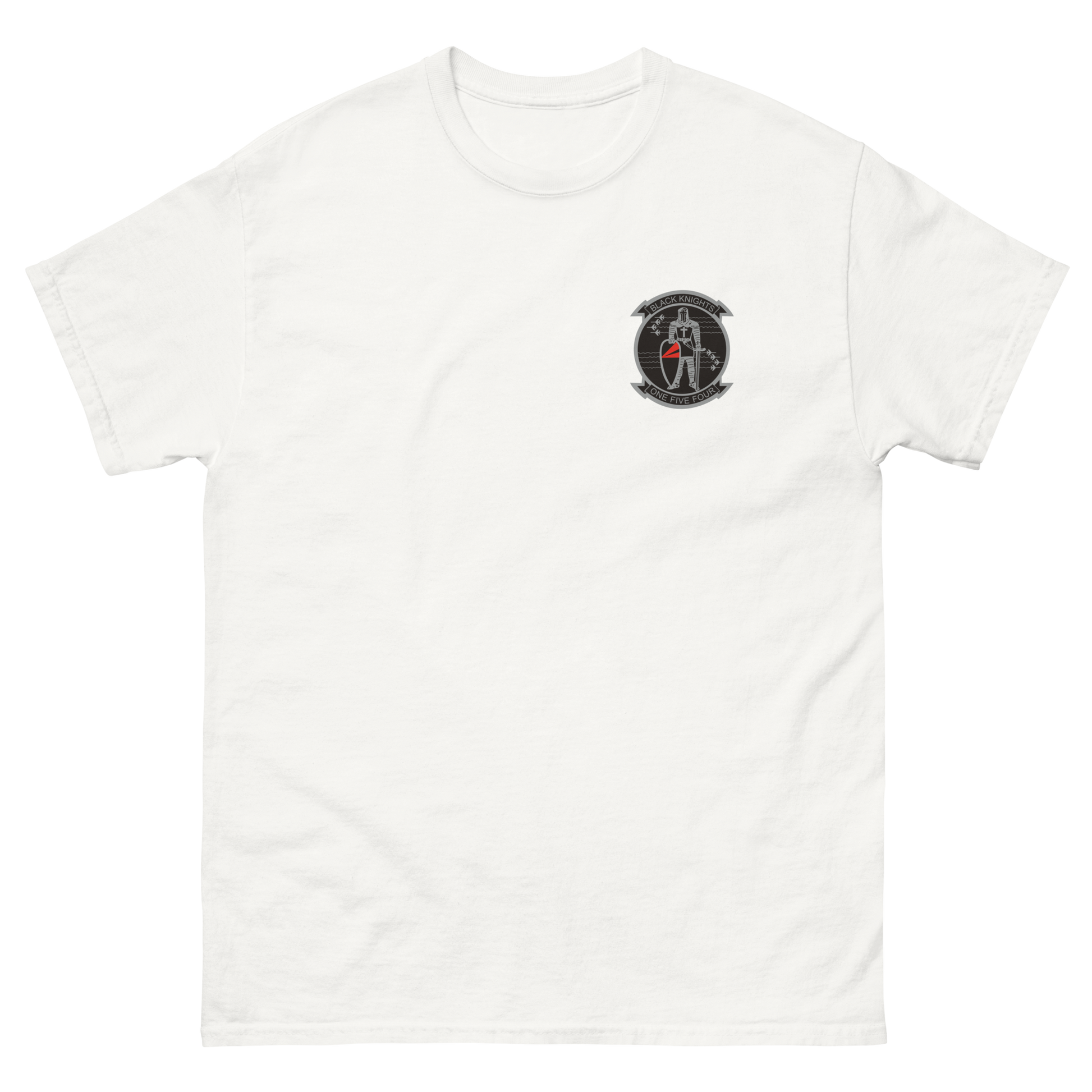 VFA-154 Black Knights Squadron Crest T-Shirt – front view, white