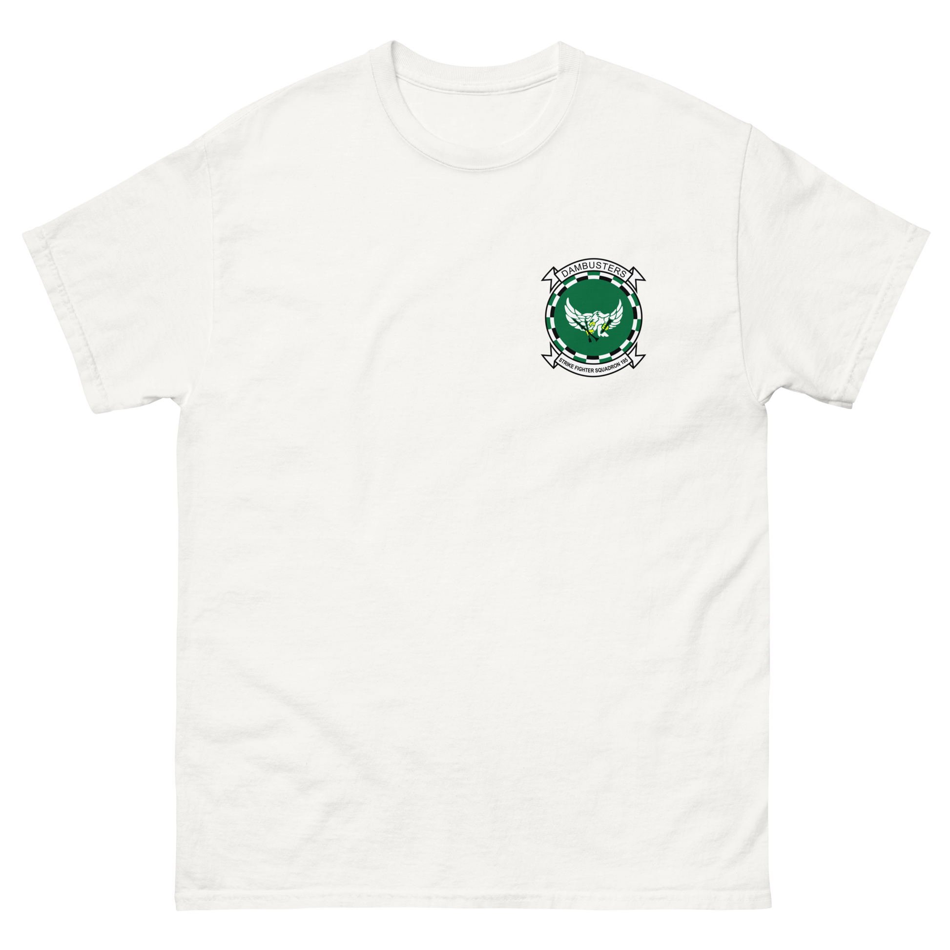 VFA-195 Dambusters Squadron Crest T-Shirt – front view, white