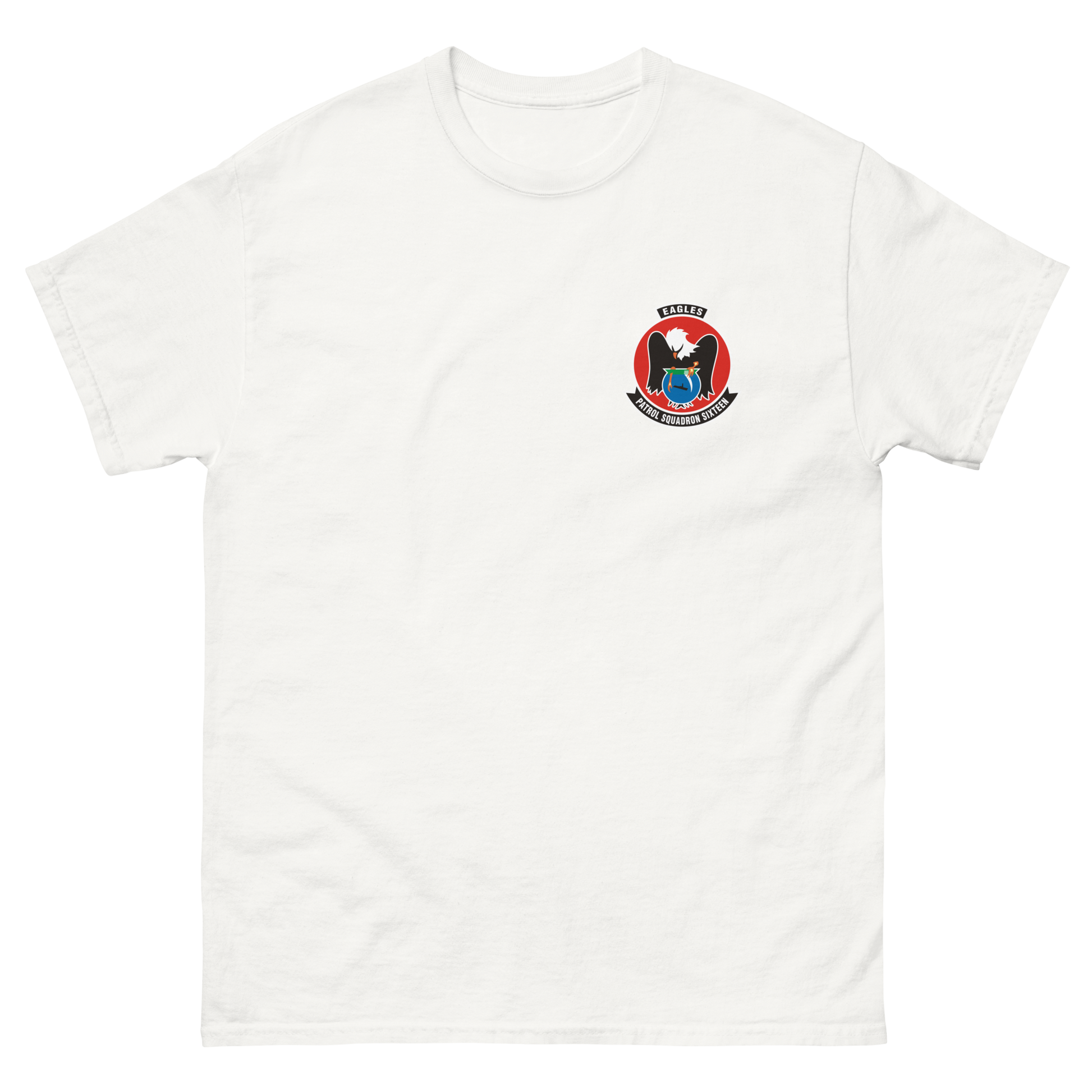 VP-16 Eagles Squadron Crest T-Shirt – front view, white