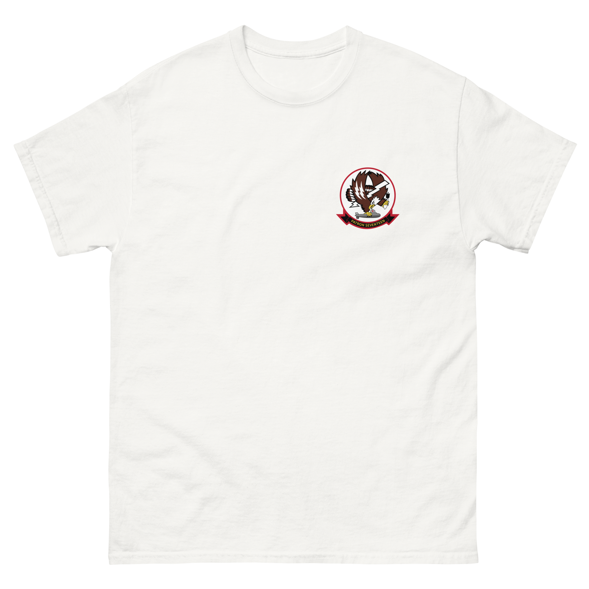 VP-17 White Lightnings Squadron Crest T-Shirt – front view, white