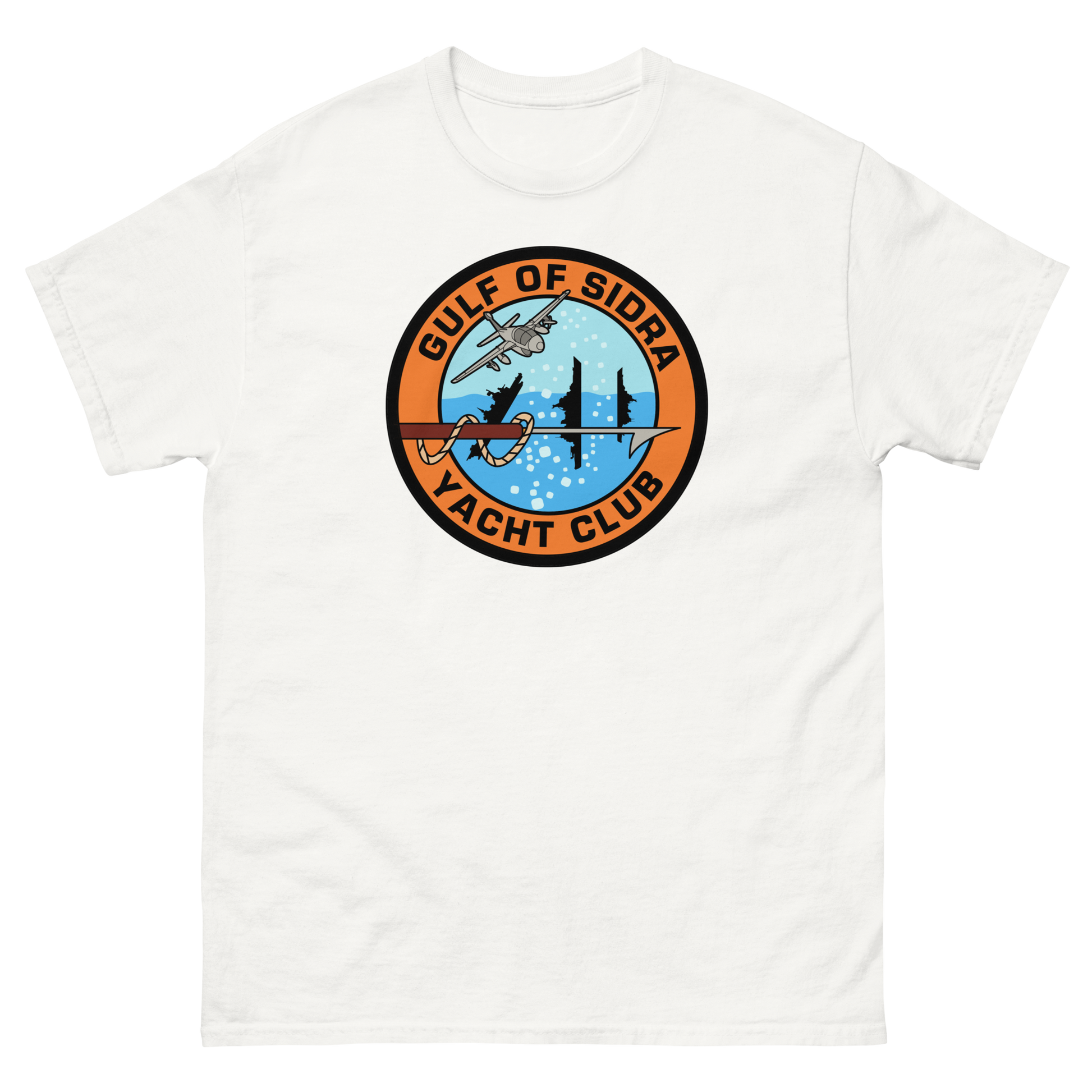 Gulf of Sidra Yacht Club T-Shirt – front view, white