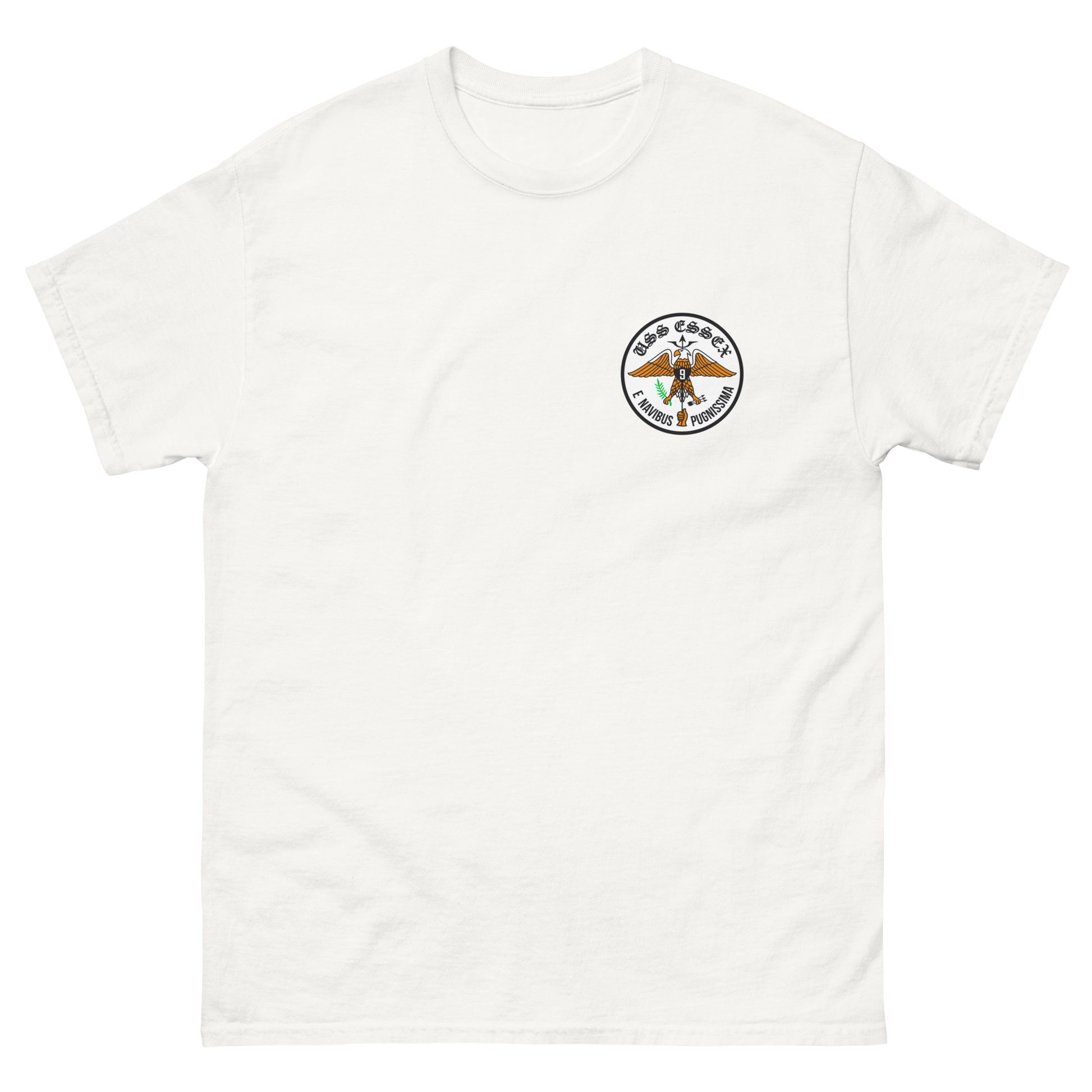 USS Essex (CVS-9) Ship's Crest T-Shirt – front view, white