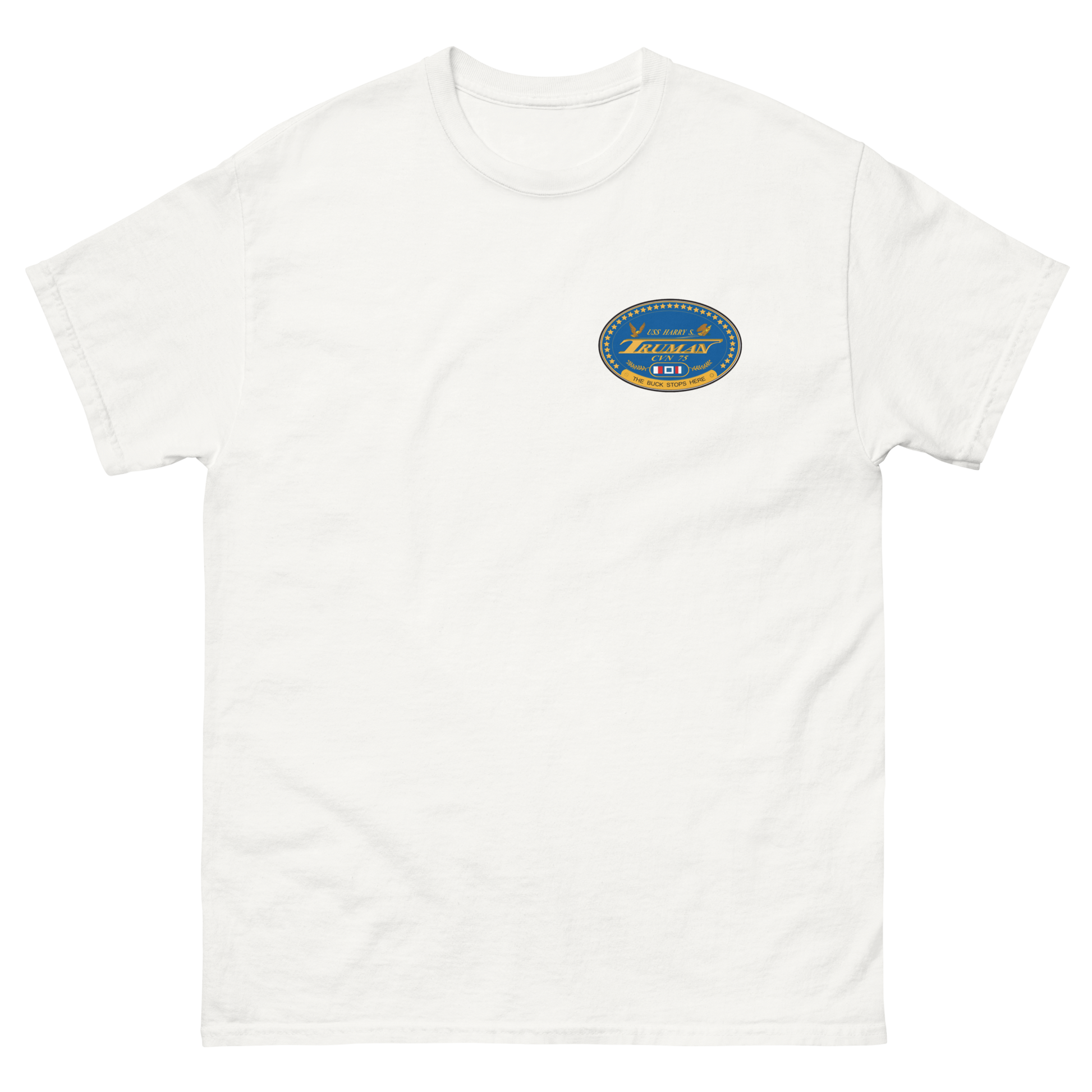 USS Harry S. Truman (CVN-75) Ship's Crest T-Shirt – front view, white