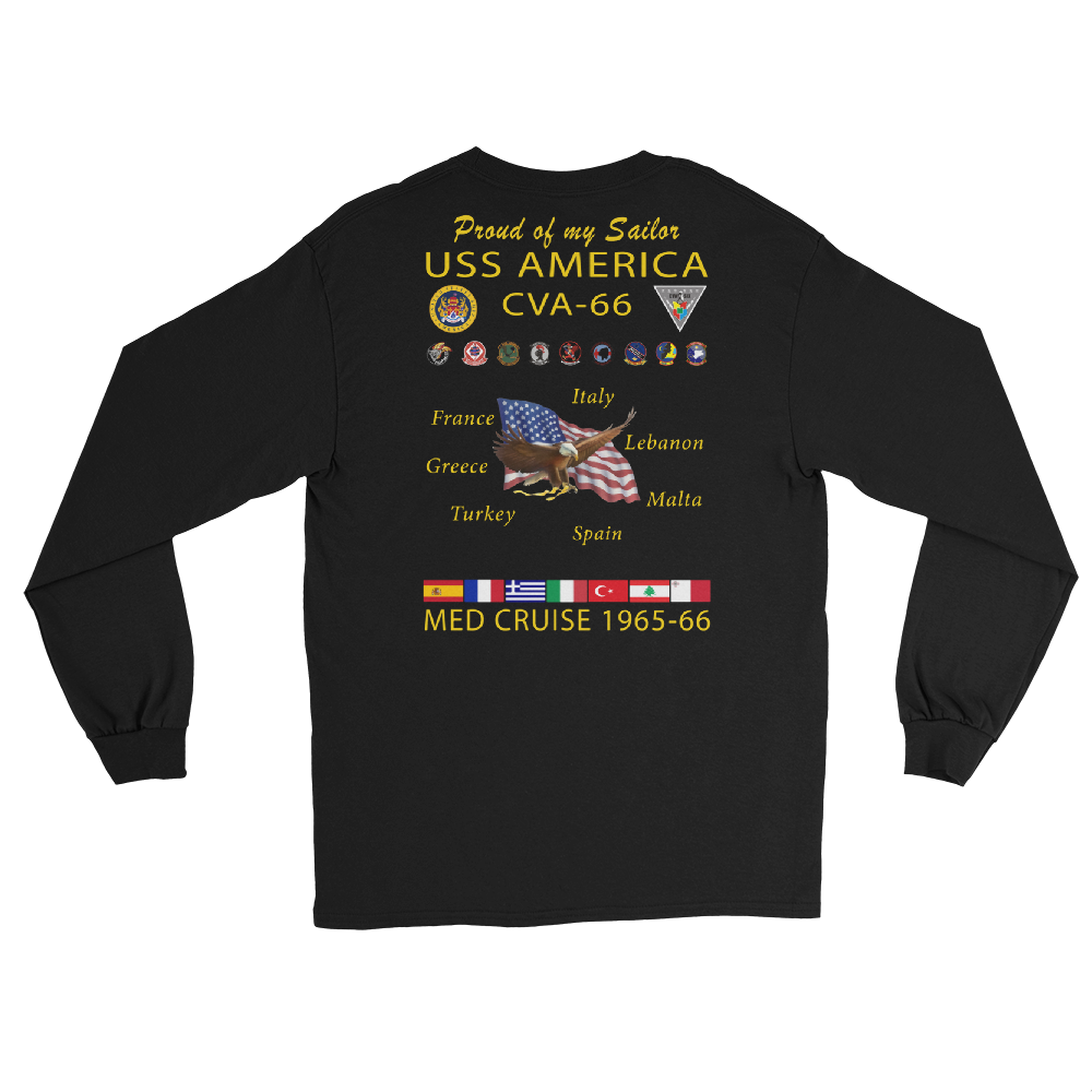 USS America (CVA-66) 1965-66 Long Sleeve Cruise Shirt - FAMILY – back view, black