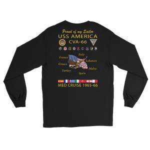 USS America (CVA-66) 1965-66 Long Sleeve Cruise Shirt - FAMILY – back view, black