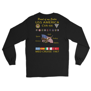 USS America (CVA-66) 1967 Long Sleeve Cruise Shirt - FAMILY – back view, black