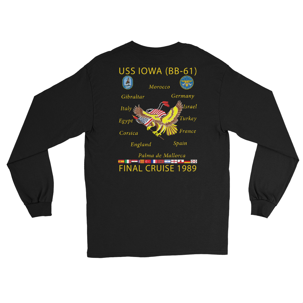 USS Iowa (BB-61) 1989 Long Sleeve Cruise Shirt – back view, black