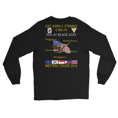 VFA-41 Black Aces 2016 Long Sleeve Cruise T-Shirt – back view, black