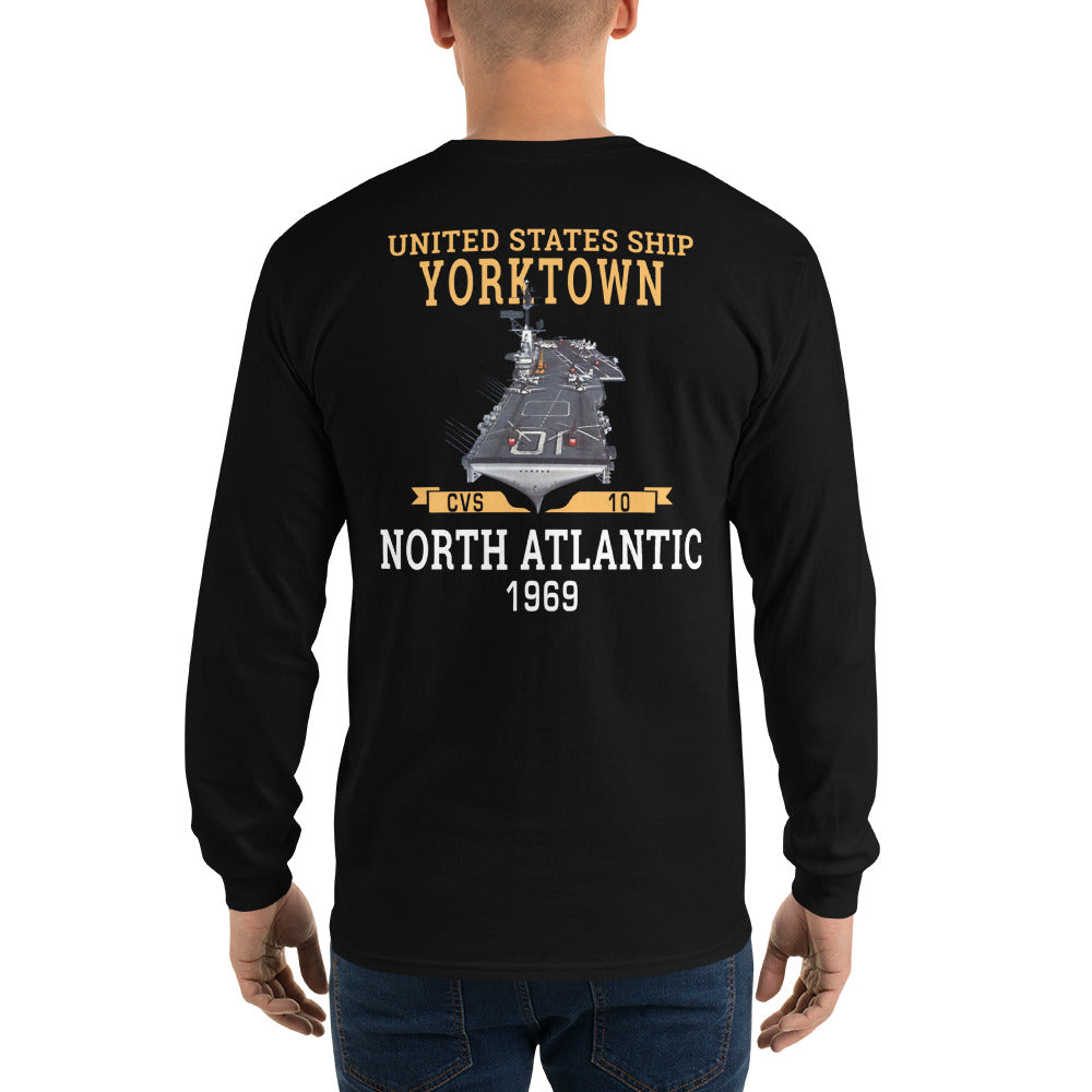 USS Yorktown (CVS-10) 1969 NORTH ATLANTIC Long Sleeve T-Shirt – back view, black