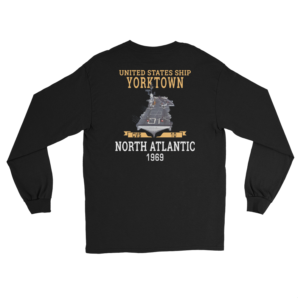 USS Yorktown (CVS-10) 1969 NORTH ATLANTIC Long Sleeve T-Shirt – back view, black