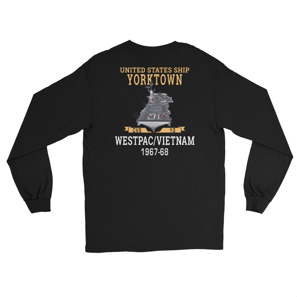 USS Yorktown (CVS-10) 1967-68 WESTPAC/VIETNAM Long Sleeve T-Shirt – back view, black
