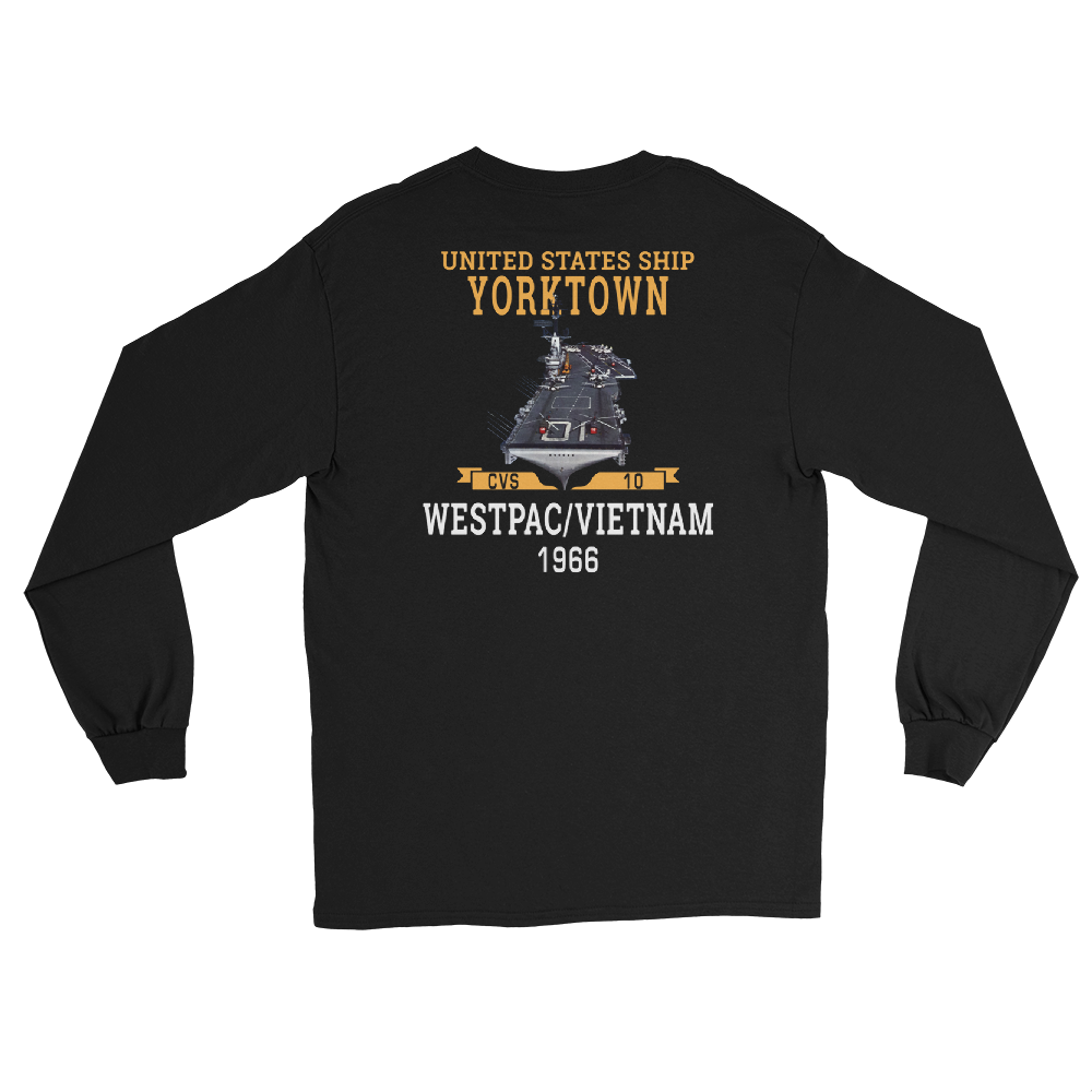 USS Yorktown (CVS-10) 1966 WESTPAC/VIETNAM Long Sleeve T-Shirt – back view, black