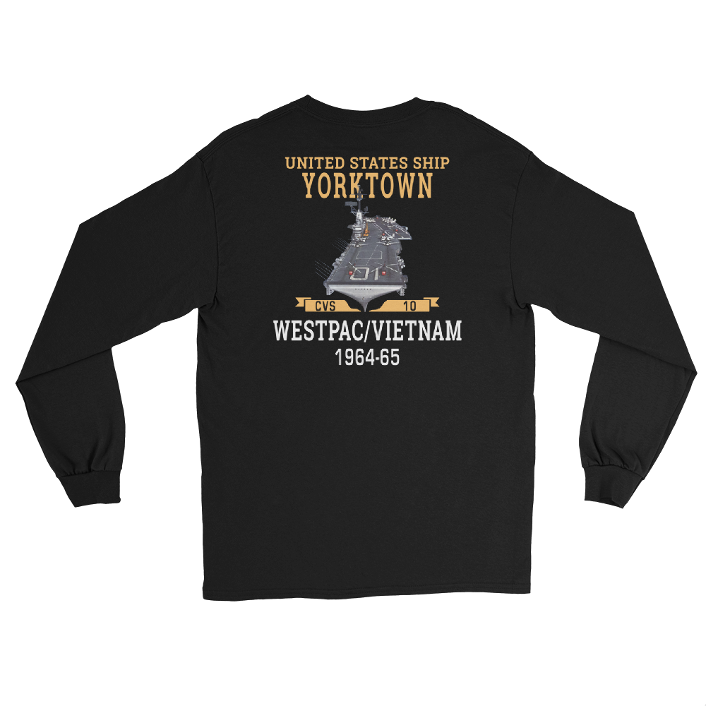 USS Yorktown (CVS-10) 1964-65 WESTPAC/VIETNAM Long Sleeve T-Shirt – back view, black