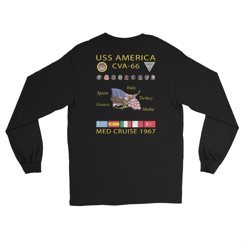 USS America (CVA-66) 1967 Long sleeve Cruise Shirt – back view, black