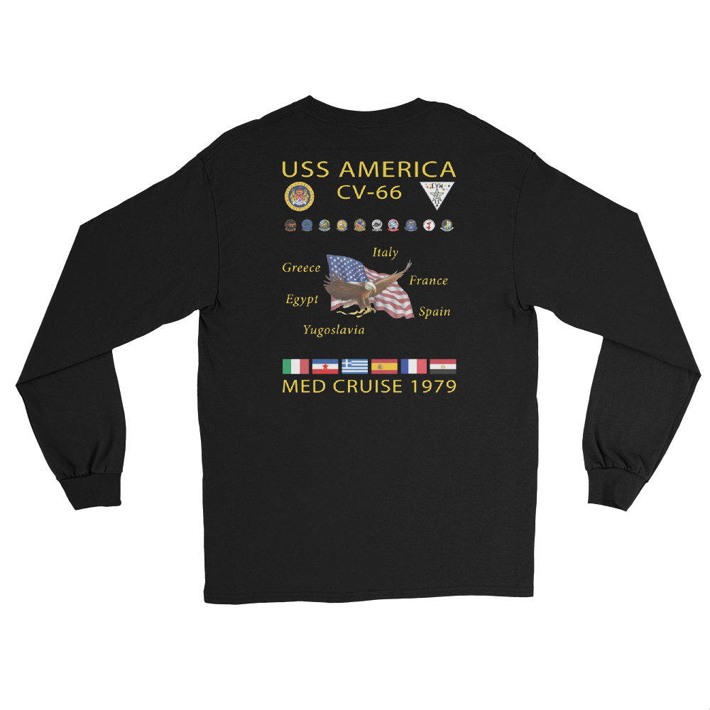 USS America (CV-66) 1976 Long Sleeve Cruise Shirt – back view, black
