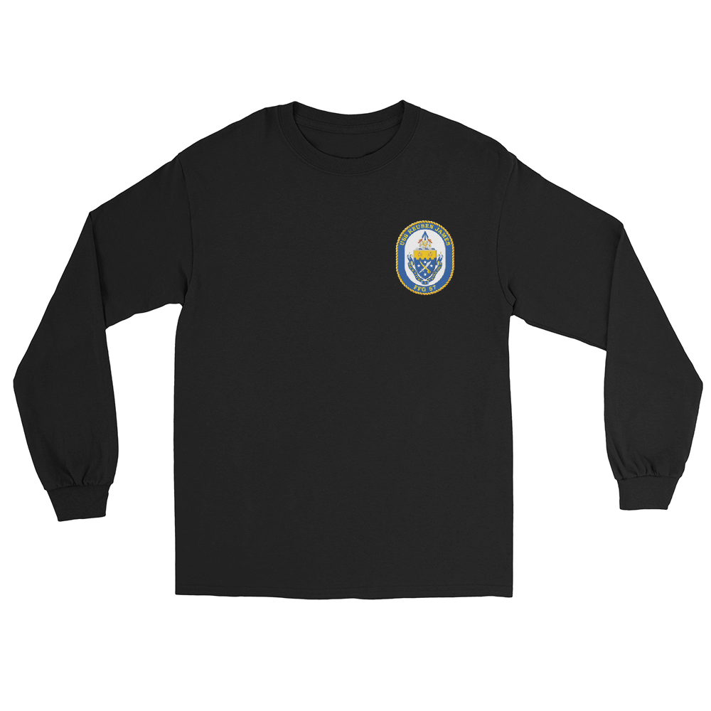 USS Reuben James (FFG-57) Ship's Crest Long Sleeve Shirt – front view, black