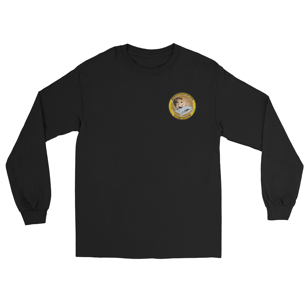 USS Abraham Lincoln (CVN-72) 1990 Around The Horn Long Sleeve Cruise Shirt – front view, black