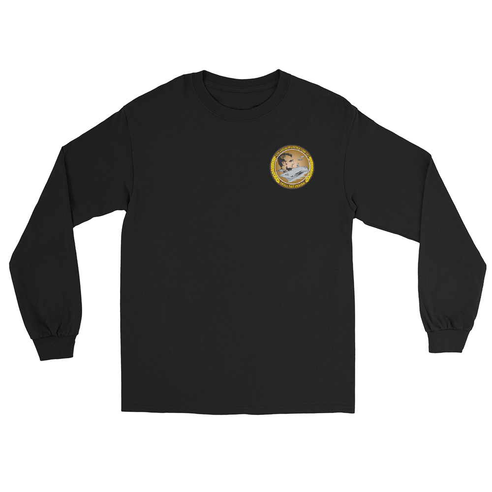 USS Abraham Lincoln (CVN-72) 1991 Long Sleeve Cruise Shirt – front view, black