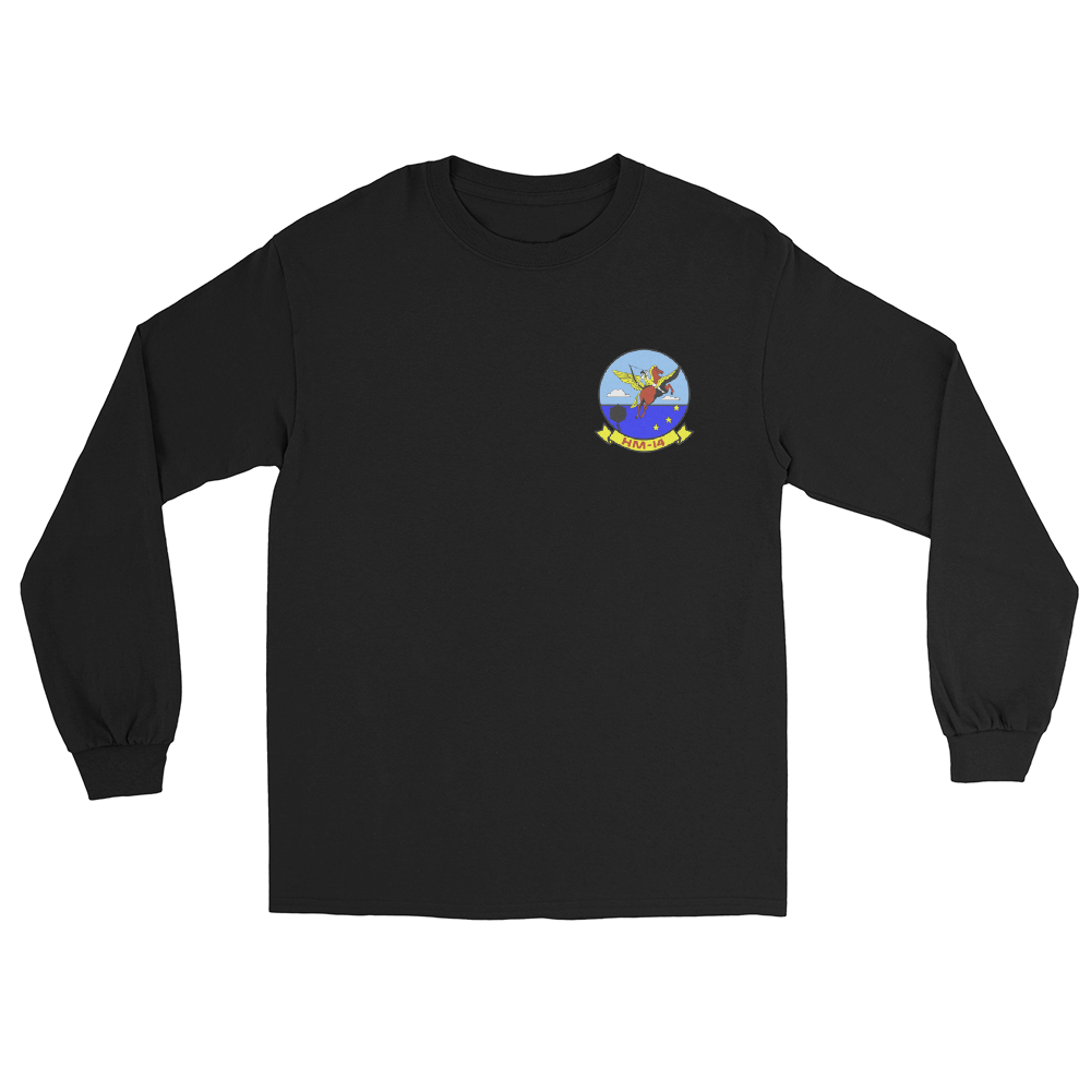 HM-14 The Vanguard Squadron Crest Long Sleeve T-Shirt – front view, black