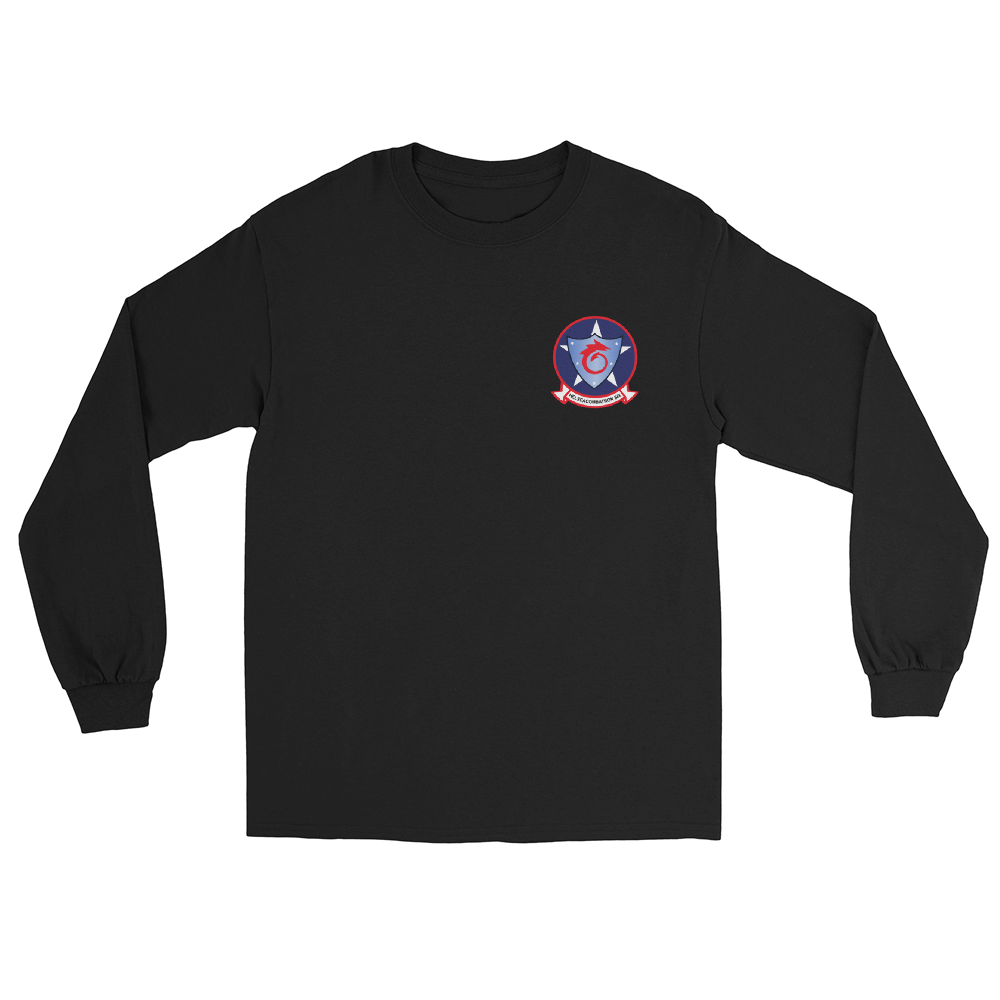 HSC-6 Indians Squadron Crest Long Sleeve T-Shirt – front view, black