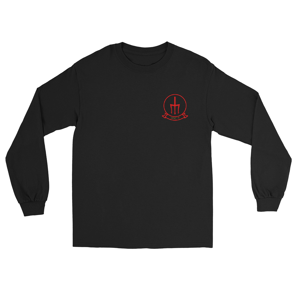HSC-9 Tridents Squadron Crest Long Sleeve T-Shirt – front view, black
