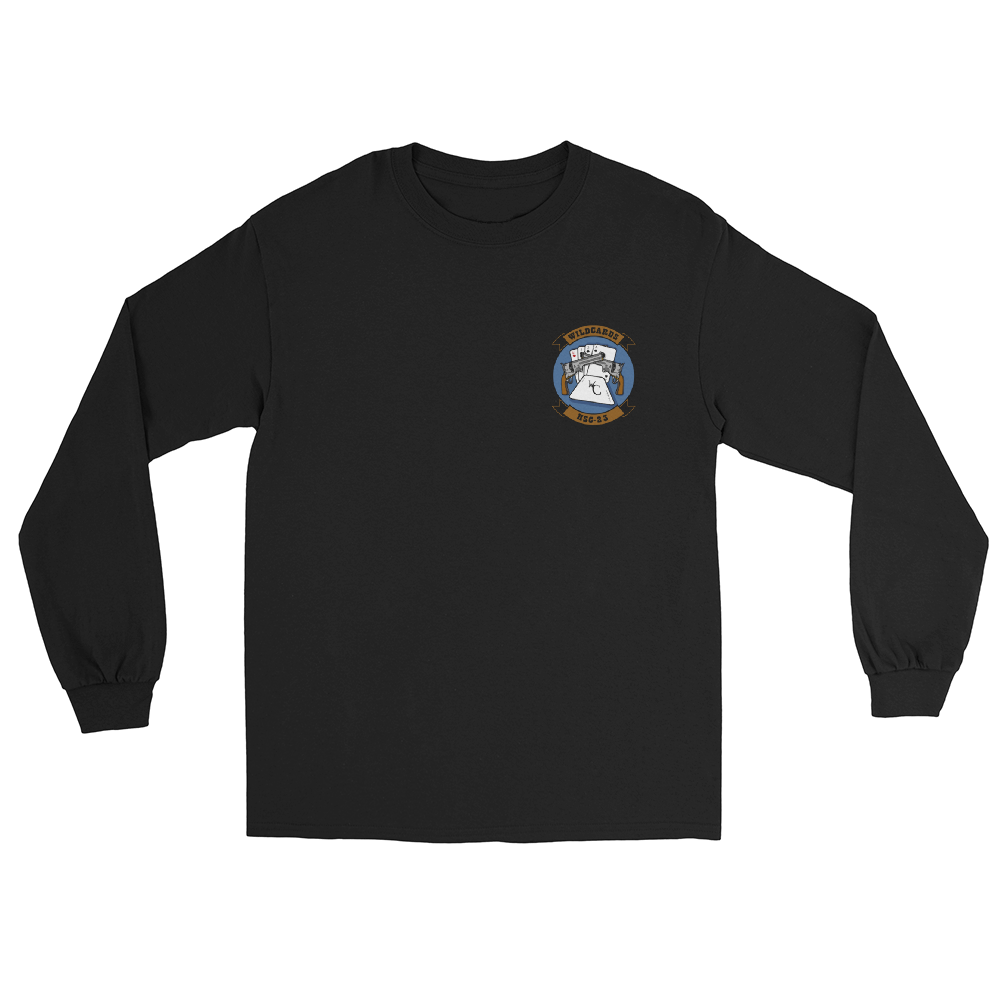 HSC-23 Wildcards Squadron Crest Long Sleeve T-Shirt – front view, black