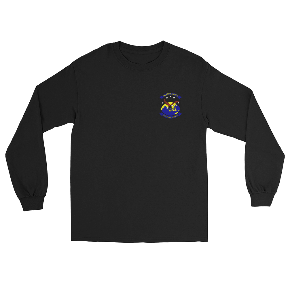HSC-25 Island Knights Squadron Crest Long Sleeve T-Shirt – front view, black
