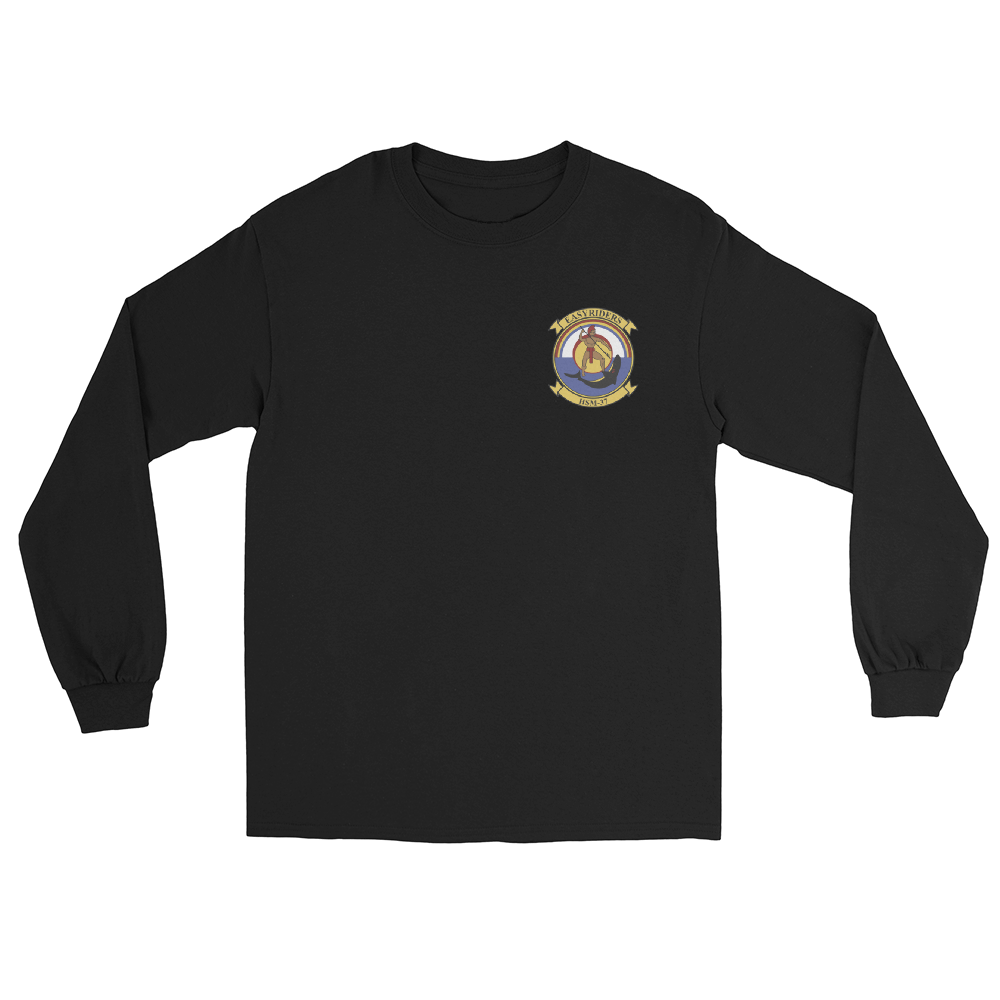 HSM-37 Easy Riders Squadron Crest Long Sleeve T-Shirt – front view, black