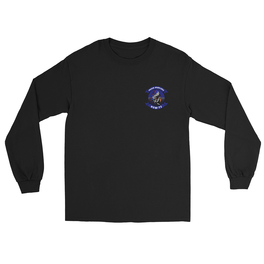HSM-72 Proud Warriors Squadron Crest Long Sleeve T-Shirt – front view, black