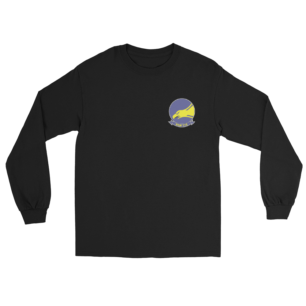 VAW-112 Golden Hawks Squadron Crest Long Sleeve T-Shirt – front view, black